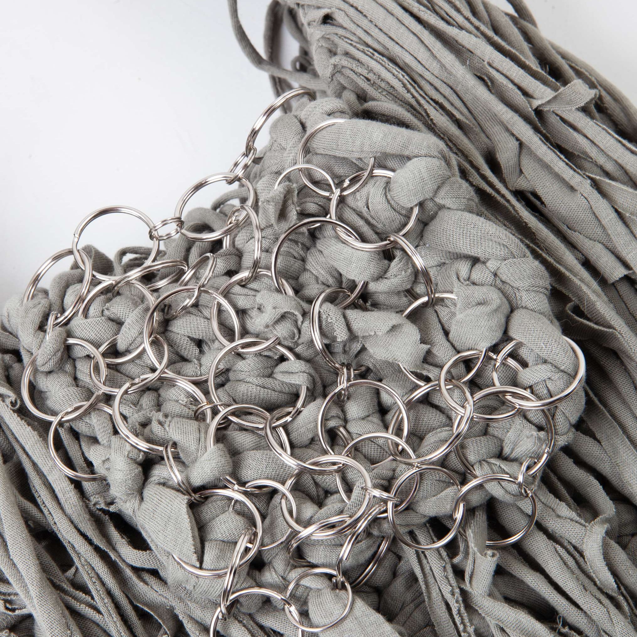 GRAY CROCHET BAG WITH RINGS