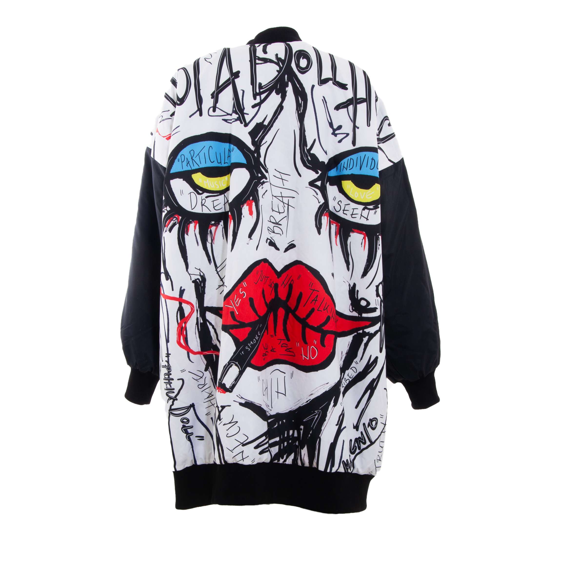 OVERSIZED / WATERPROOF / WHITE PRINT / BLACK SLEEVES JACKET