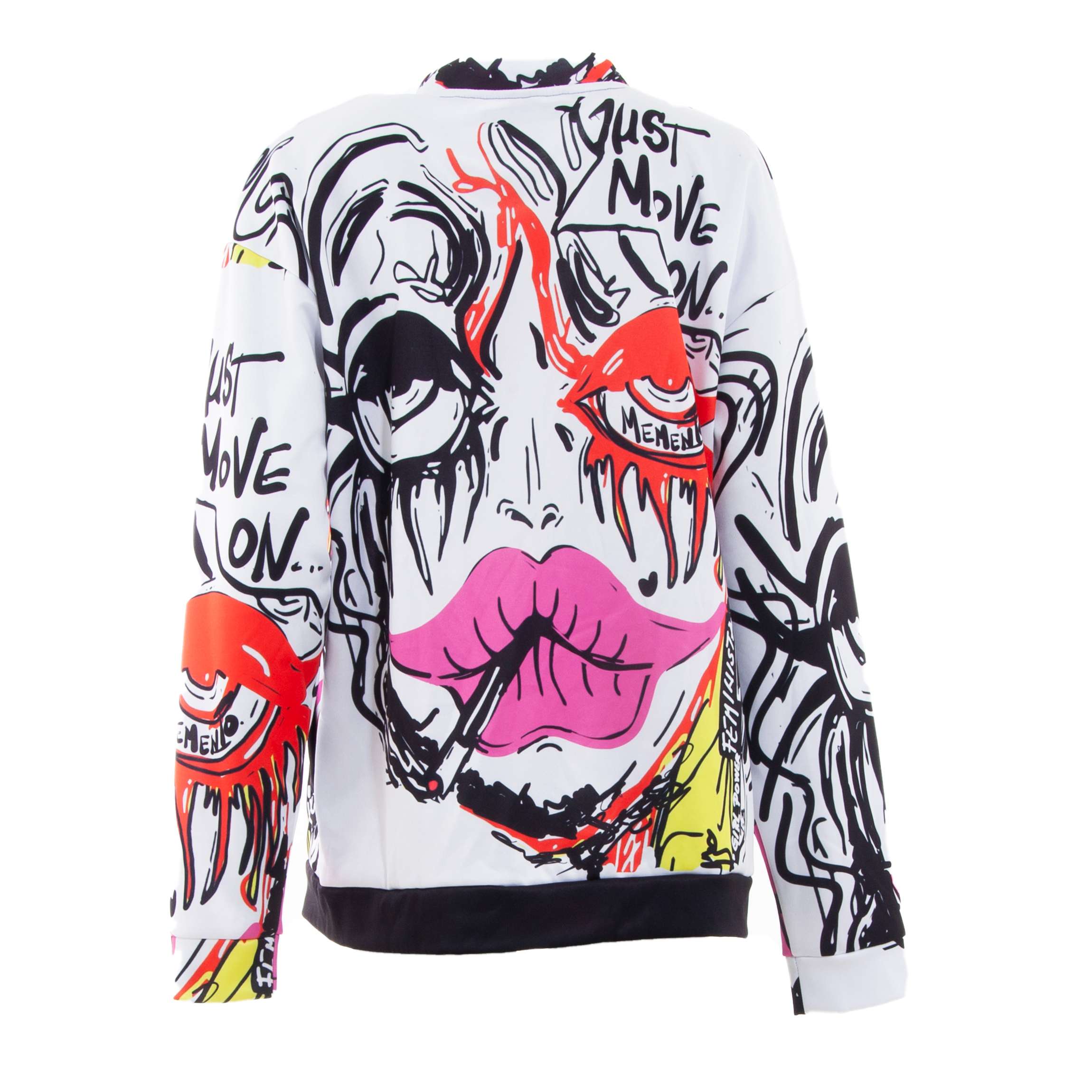 BOMBER JACKET / TOP / WHITE PRINT