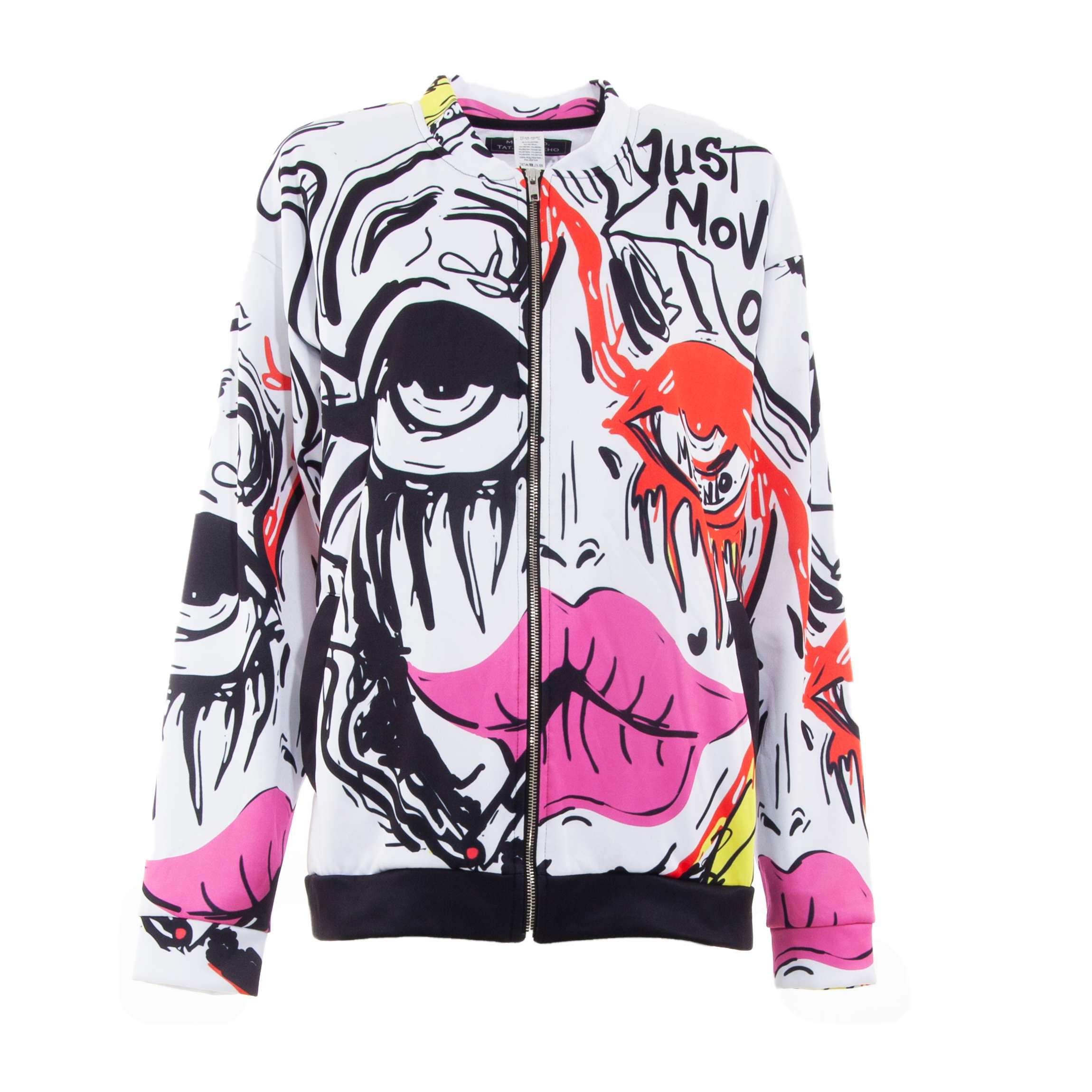 BOMBER JACKET / TOP / WHITE PRINT