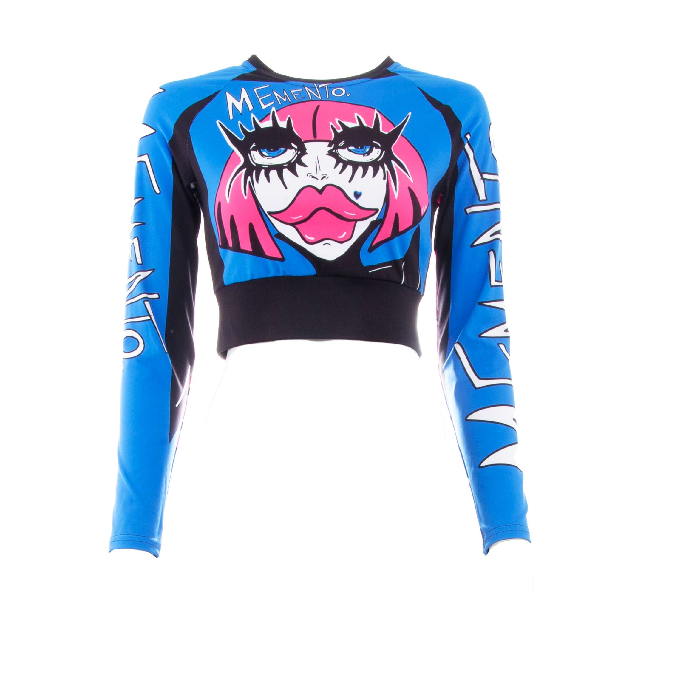 PRINTED CROP TOP / BLUE AND PINK HAIR