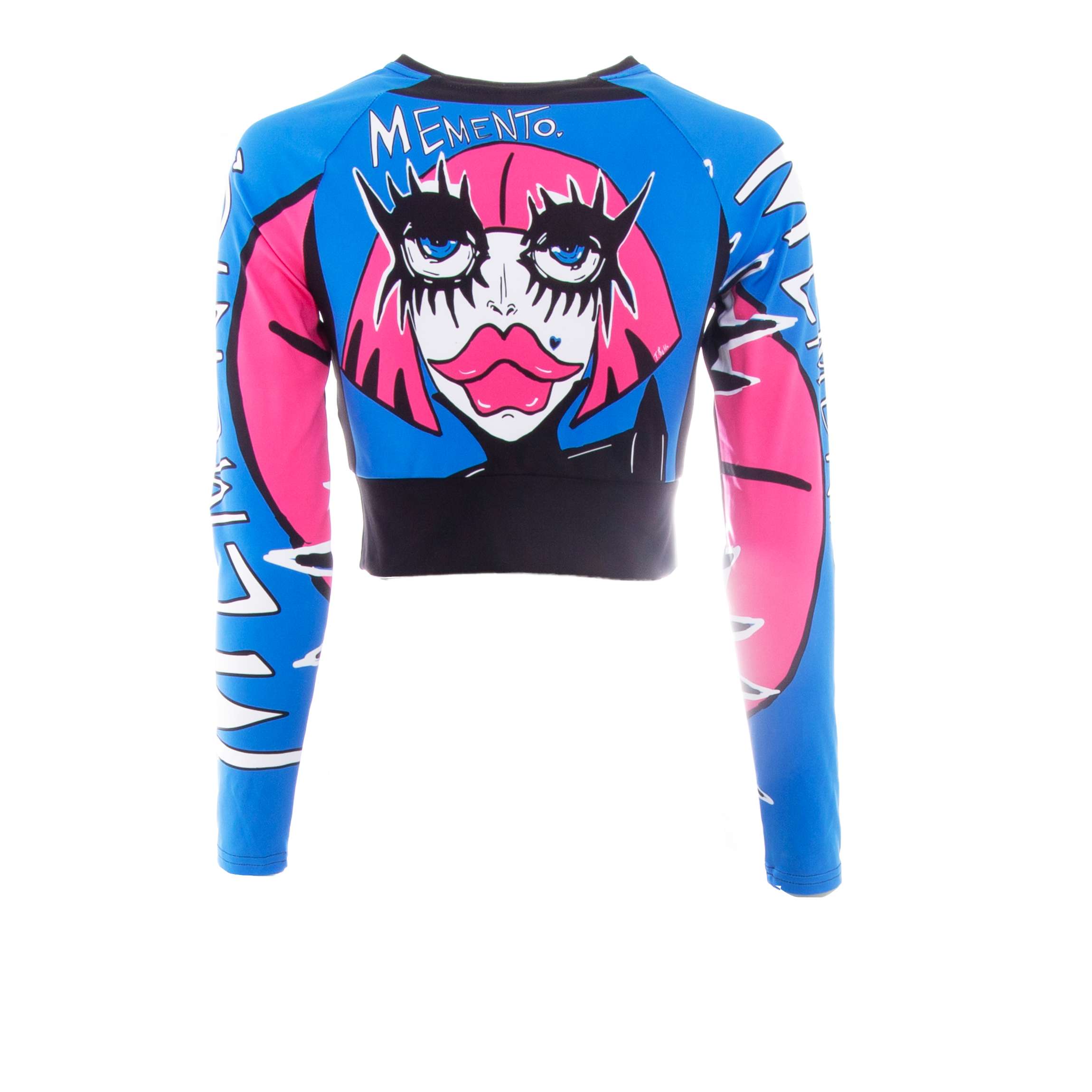 PRINTED CROP TOP / BLUE AND PINK HAIR