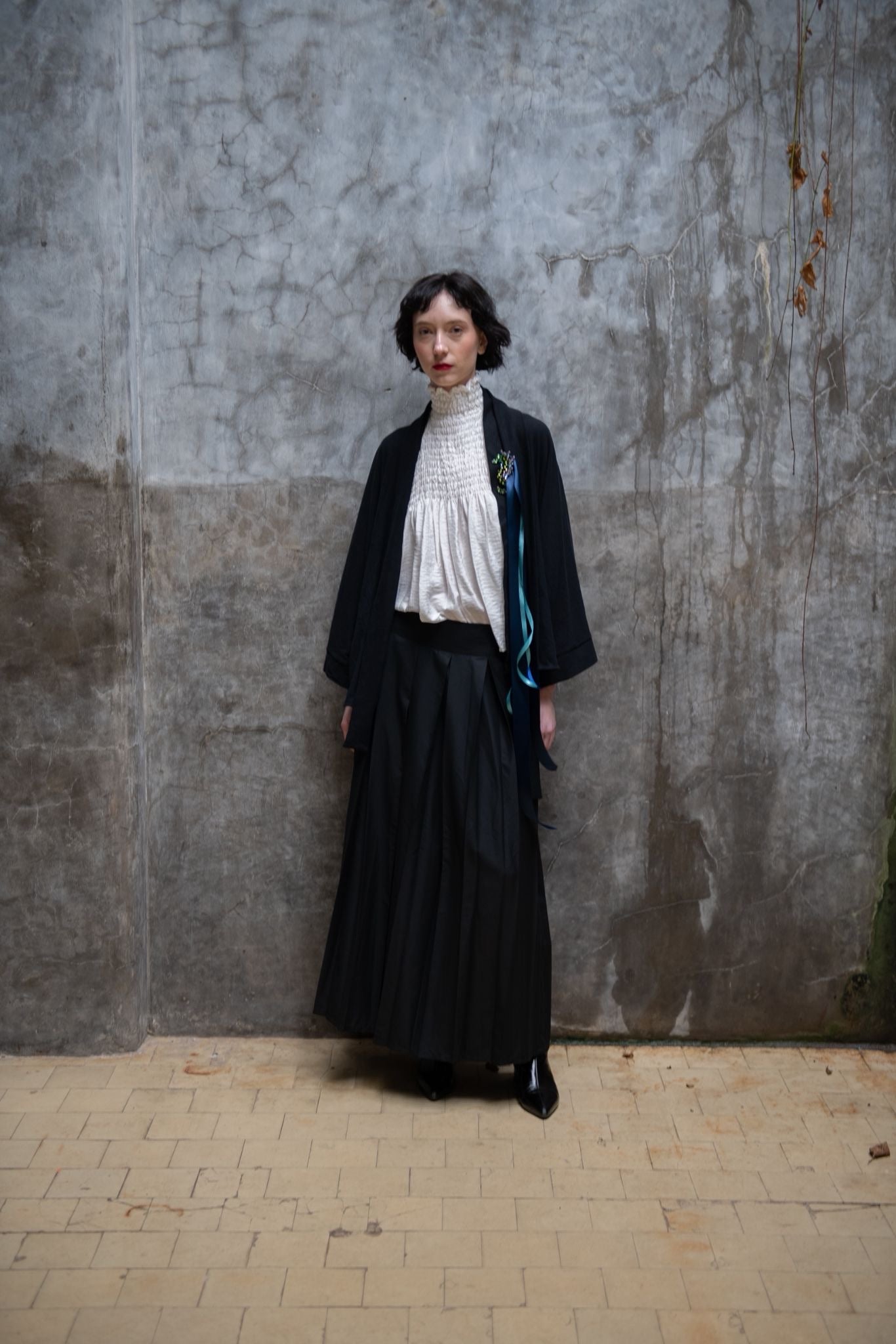 Black Plissé Trousers