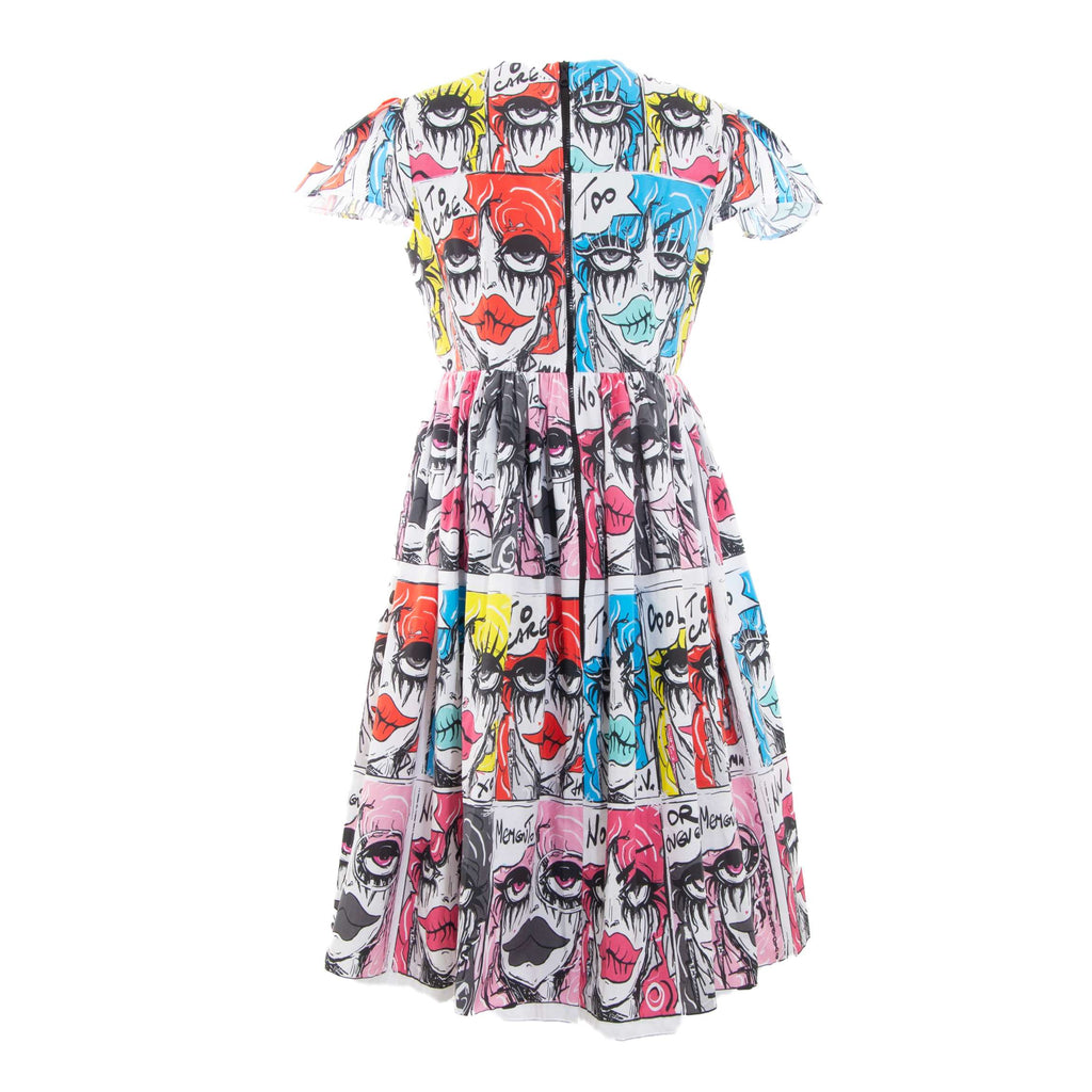 SOCIETY PRINT COTTON MIDI DRESS (SHORT SLEEVES)