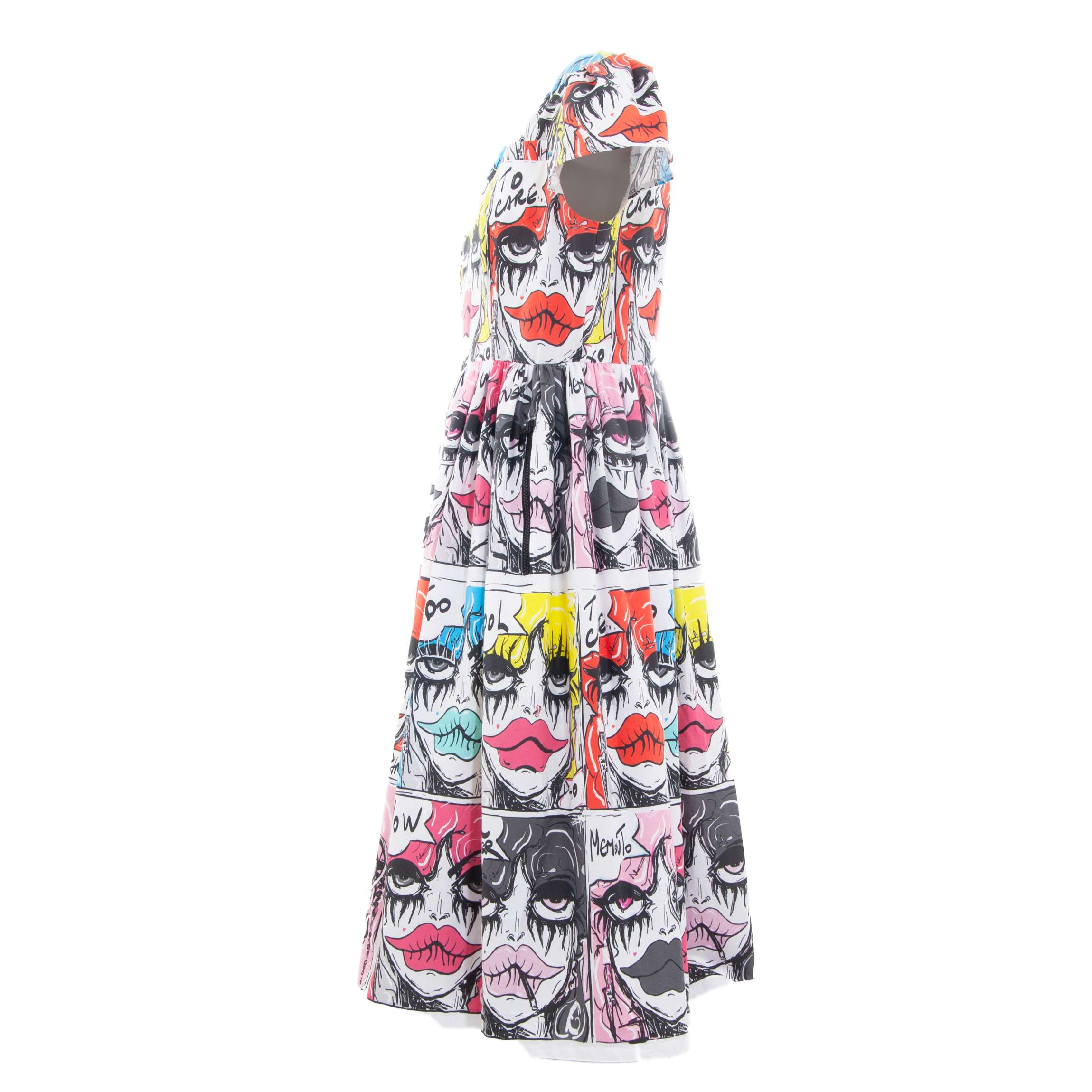 SOCIETY PRINT COTTON MIDI DRESS (SHORT SLEEVES)