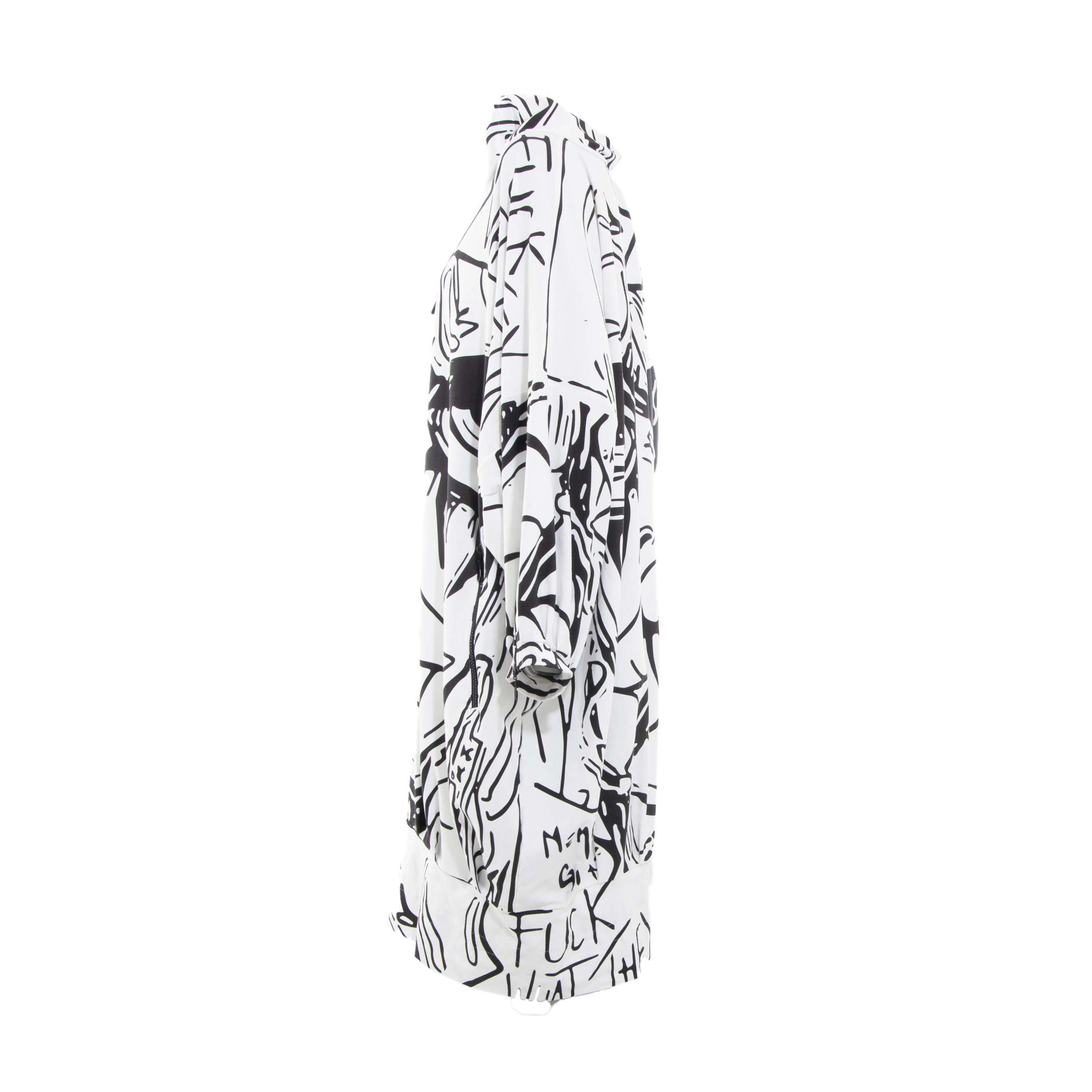 WHITE PRINT COTTON FACE SHORT DRESS
