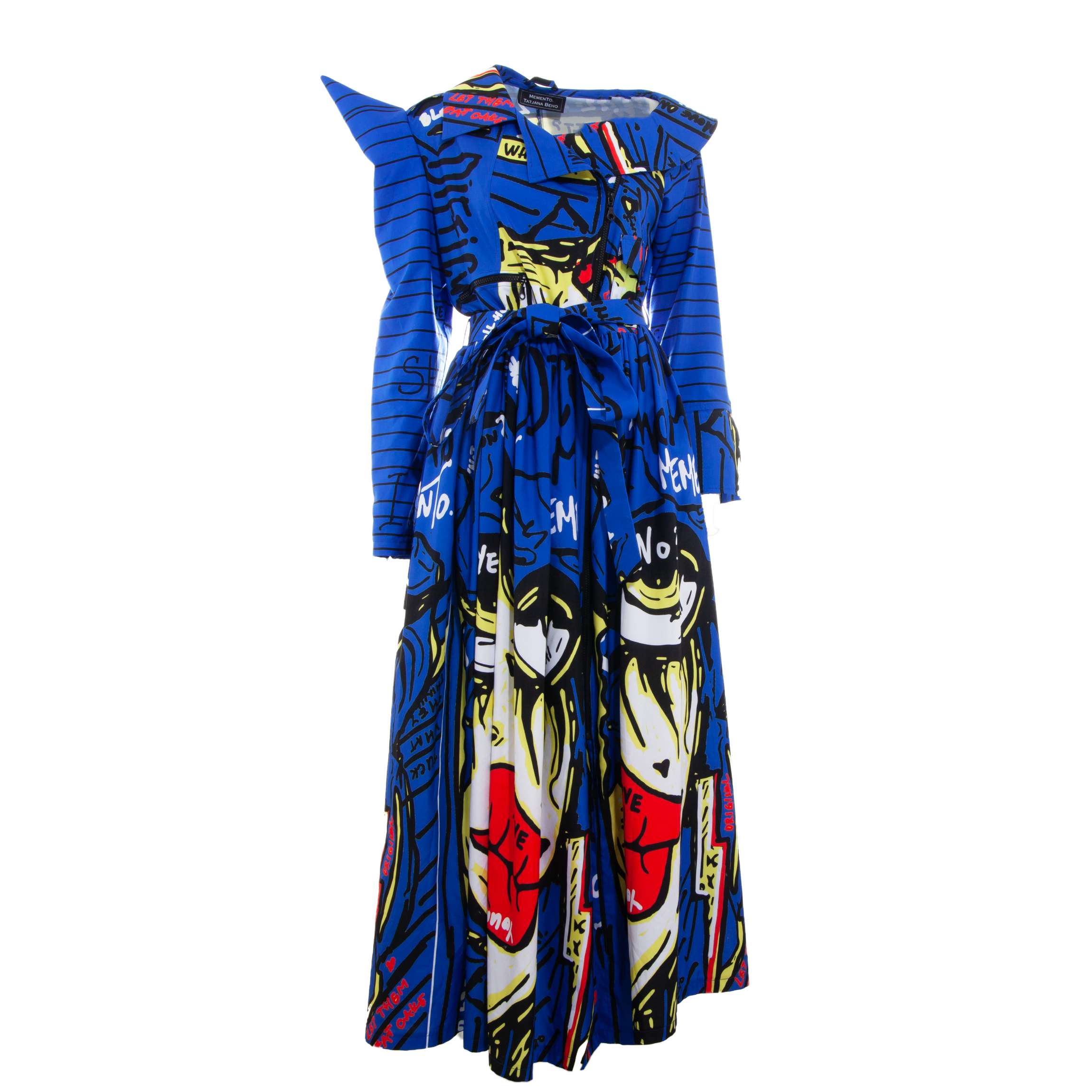 BLUE PRINT DRESS COAT-MIDI