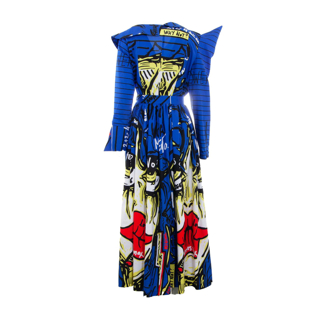 BLUE PRINT DRESS COAT-MIDI