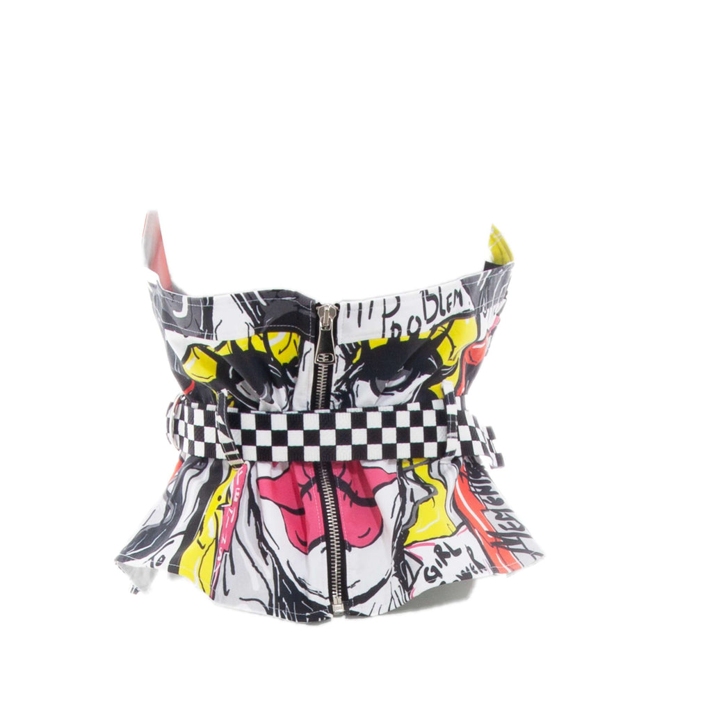 CORSET / TOP / PRINT "THE SOCIETY" WITH BELT