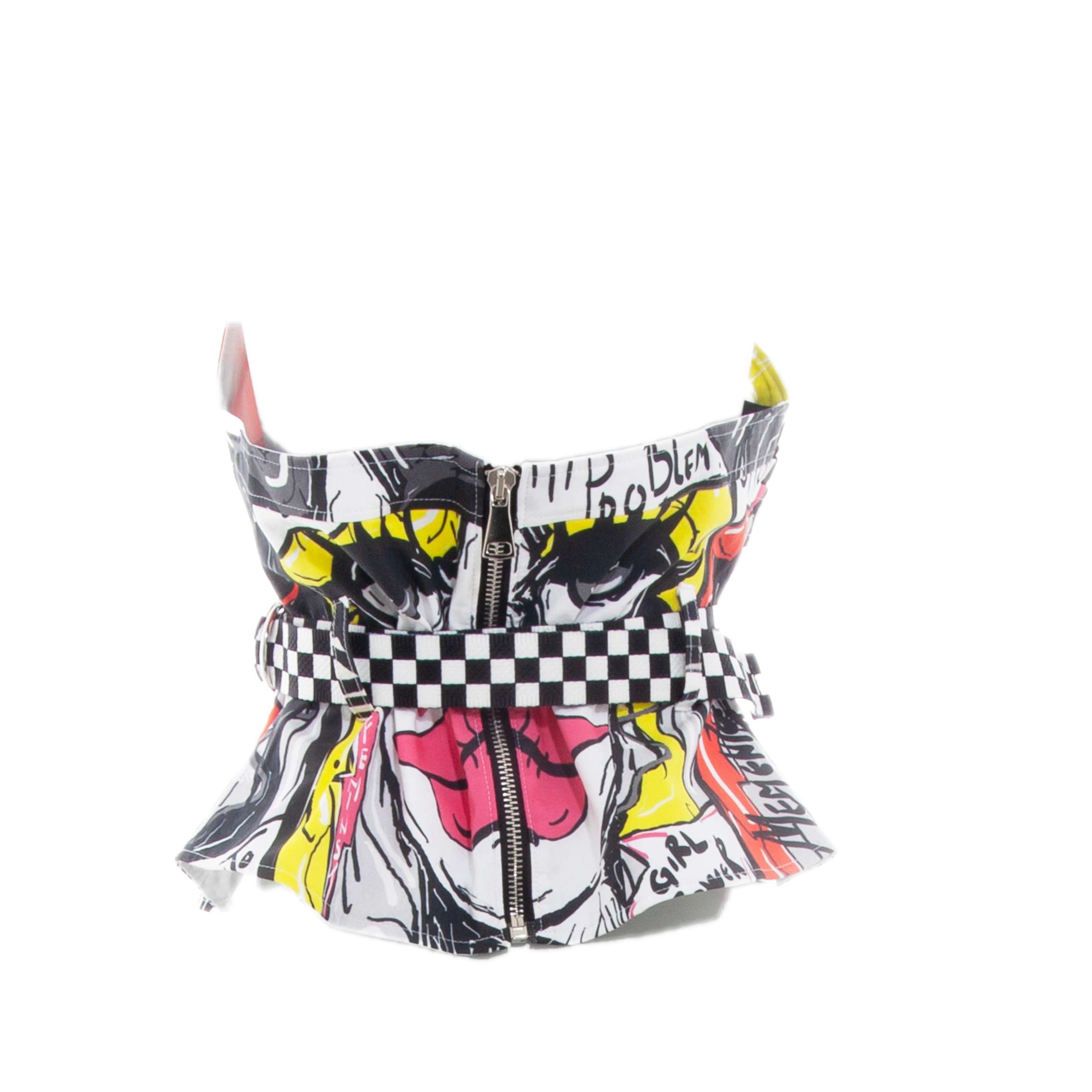 CORSET / TOP / PRINT "THE SOCIETY" WITH BELT