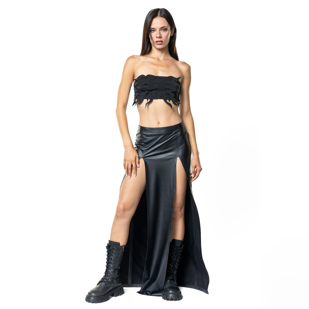 Misfit Faux Leather Maxi Skirt