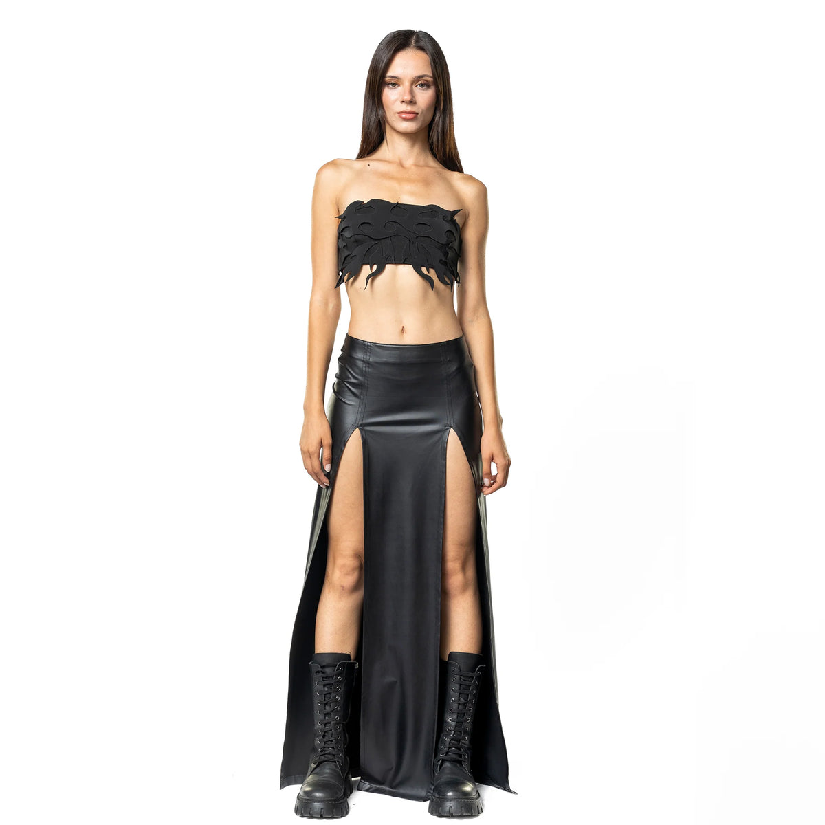 Misfit Faux Leather Maxi Skirt