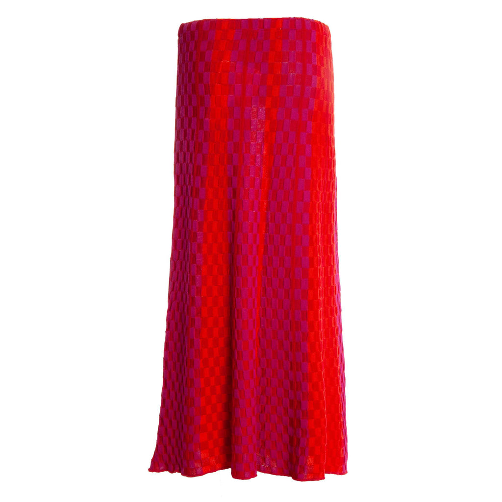 Red Checkered Wavy Skirt