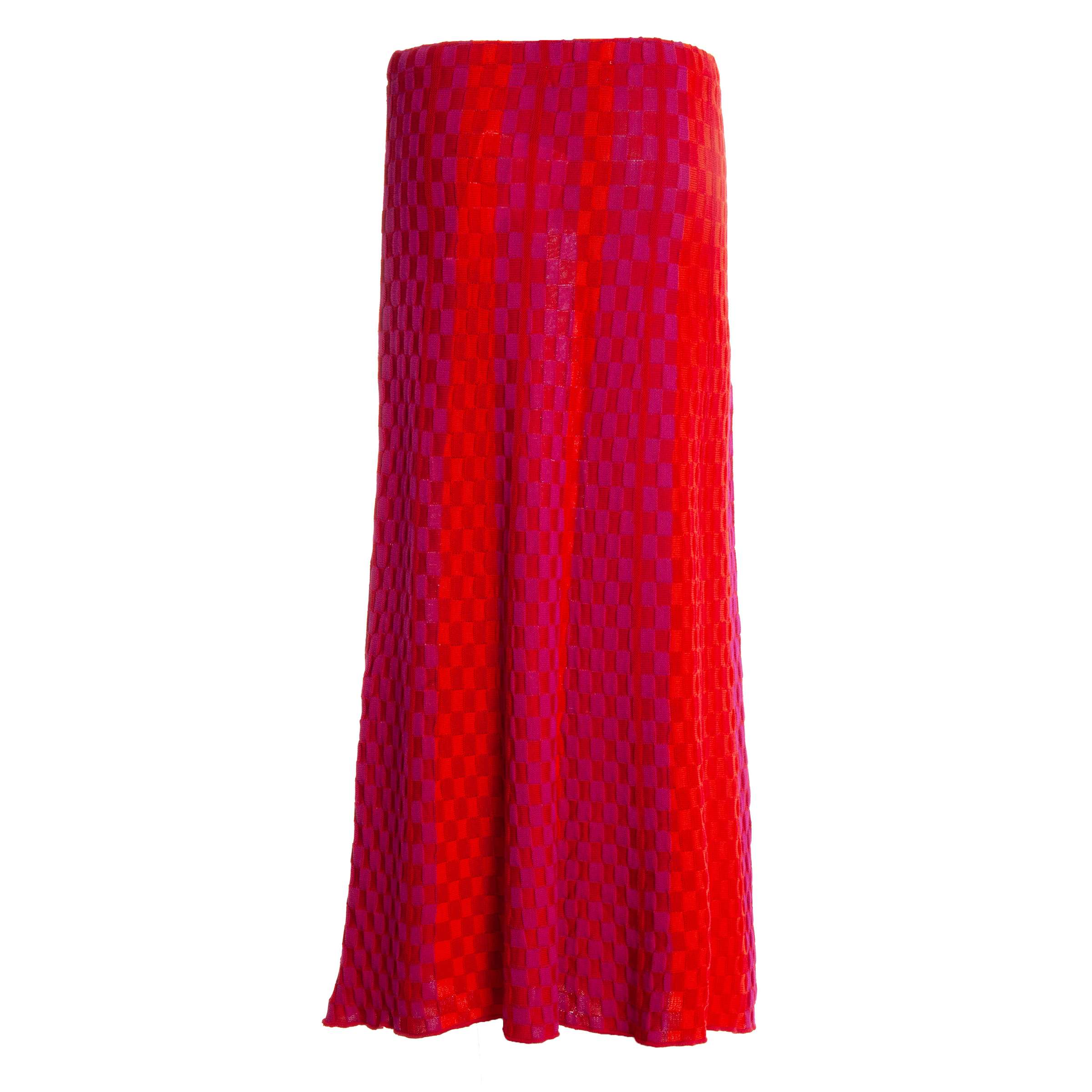 Red Checkered Wavy Skirt