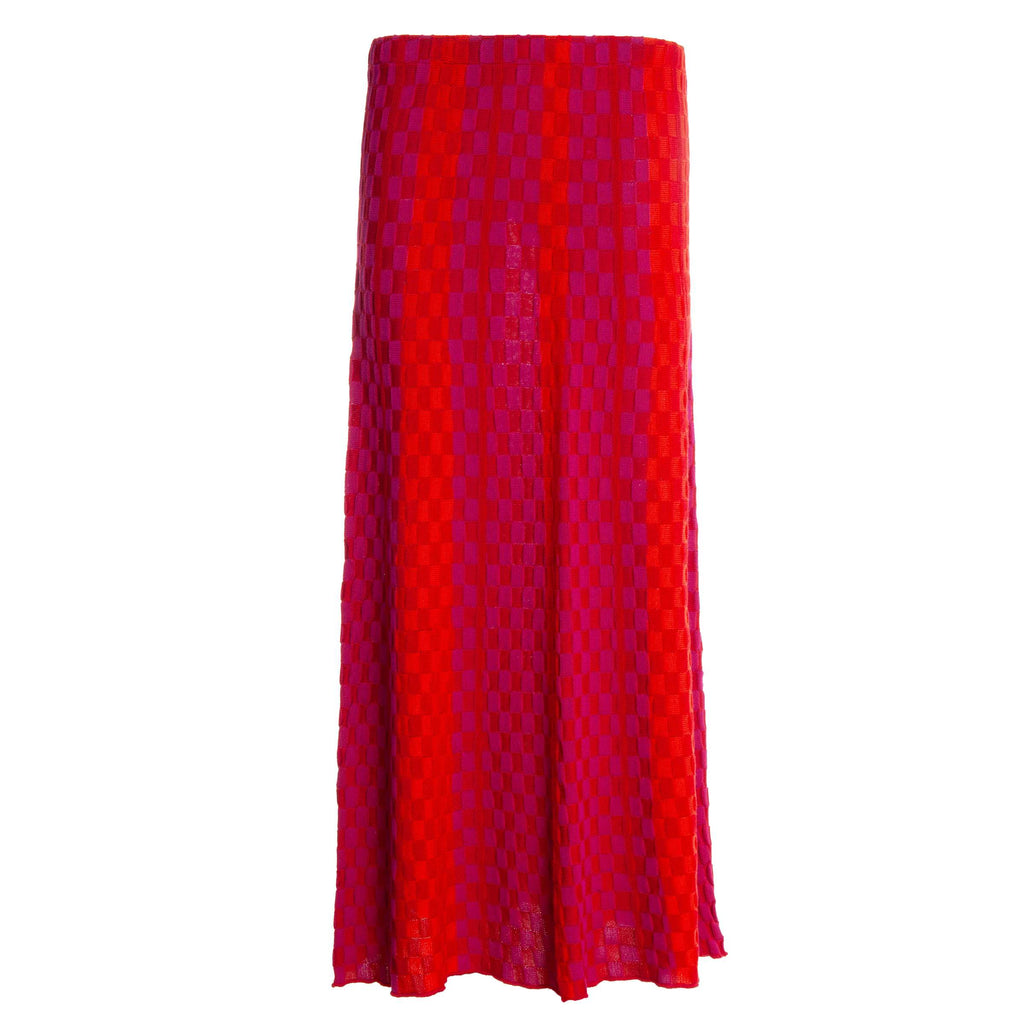 Red Checkered Wavy Skirt