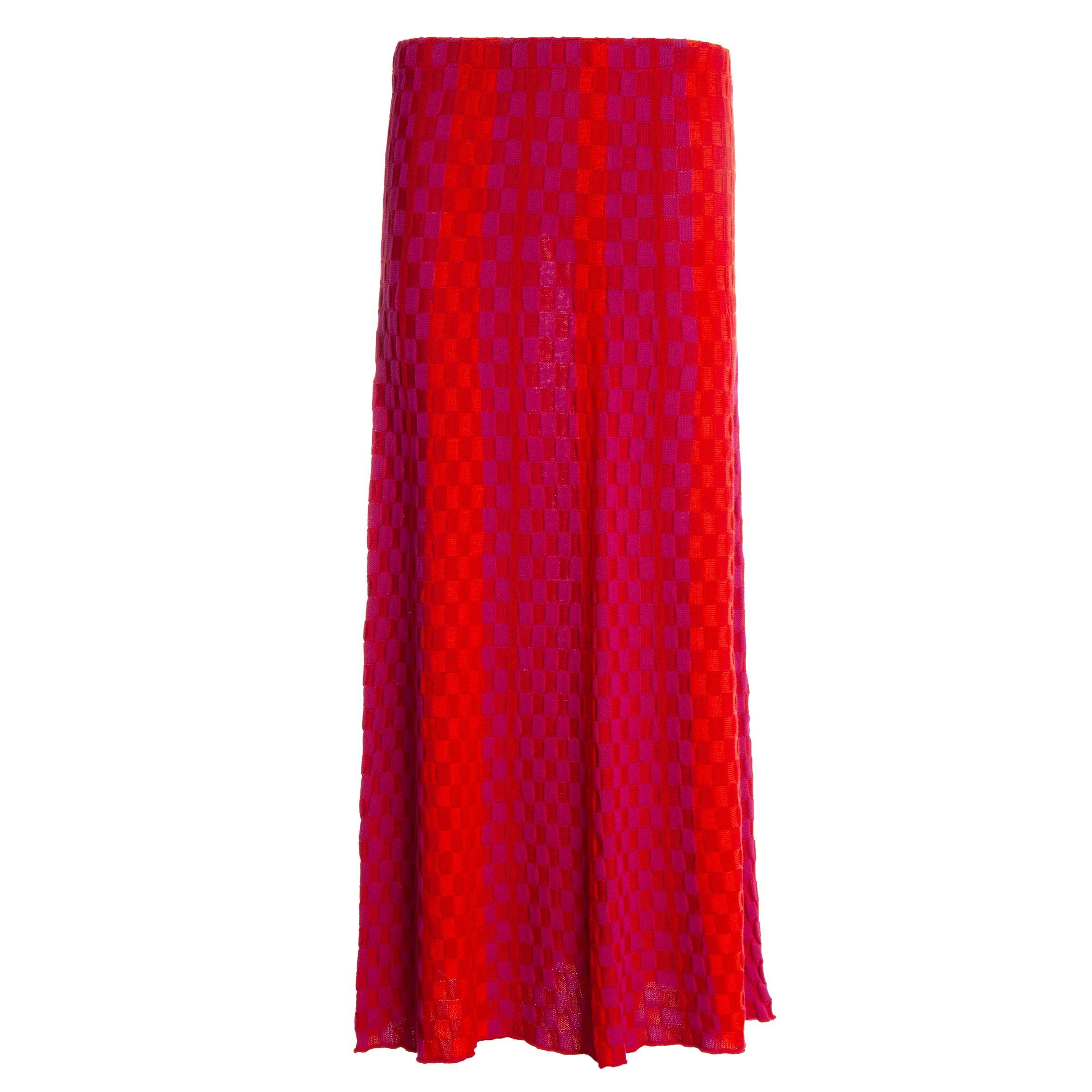 Red Checkered Wavy Skirt