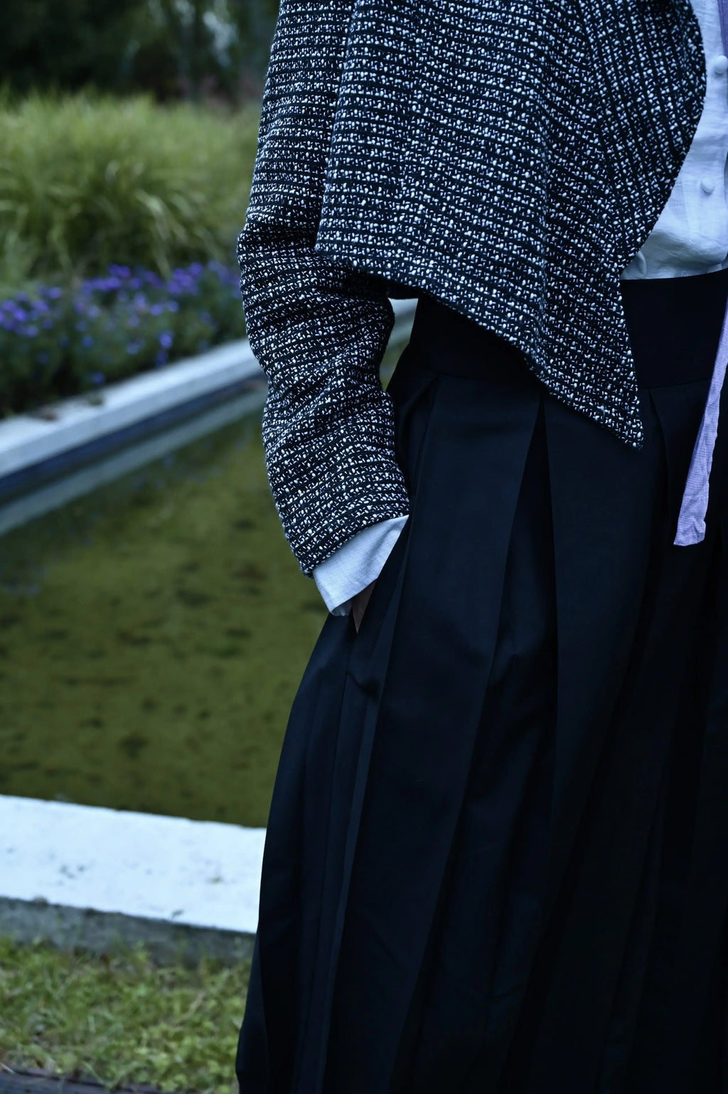 Black Plissé Trousers