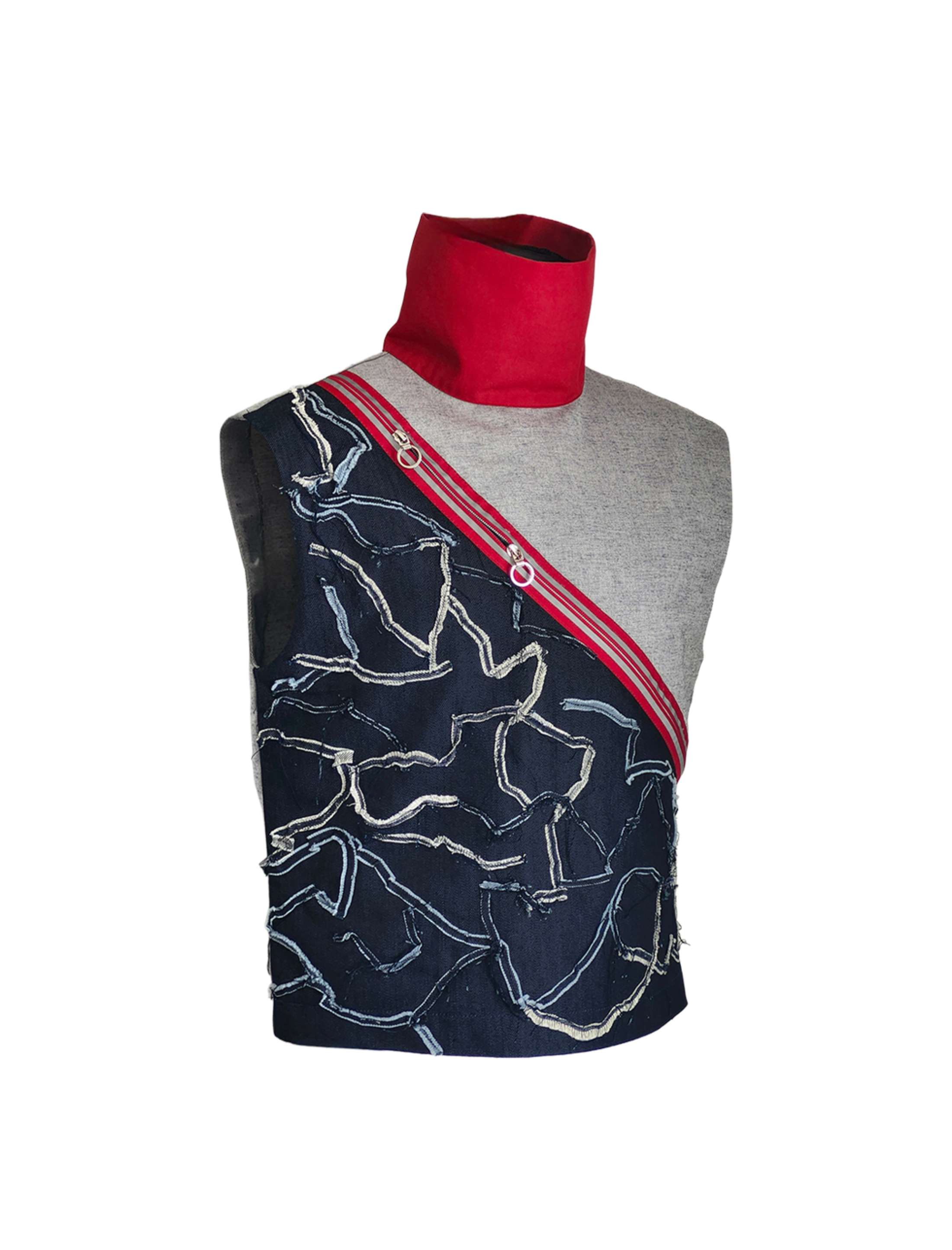 Denim Turtleneck Blouse