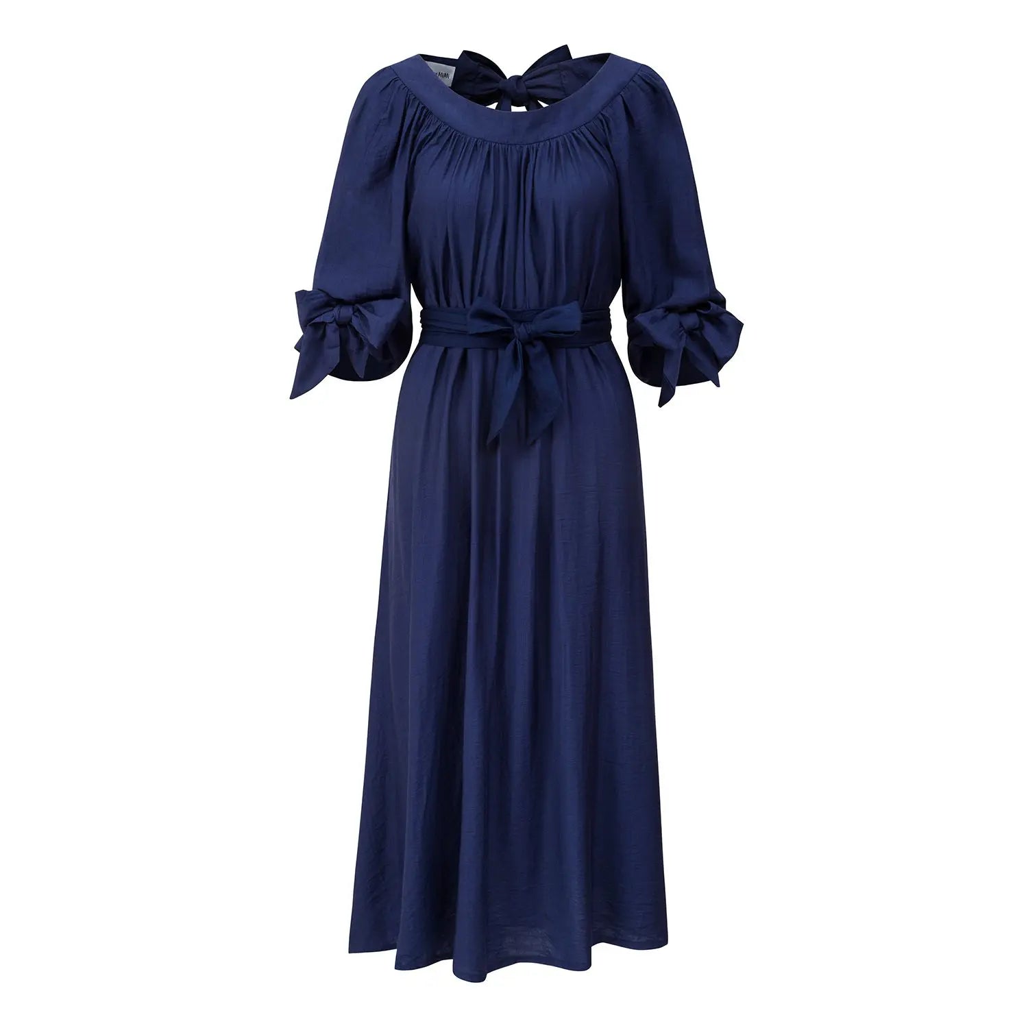 Blue Silk Linen Dress