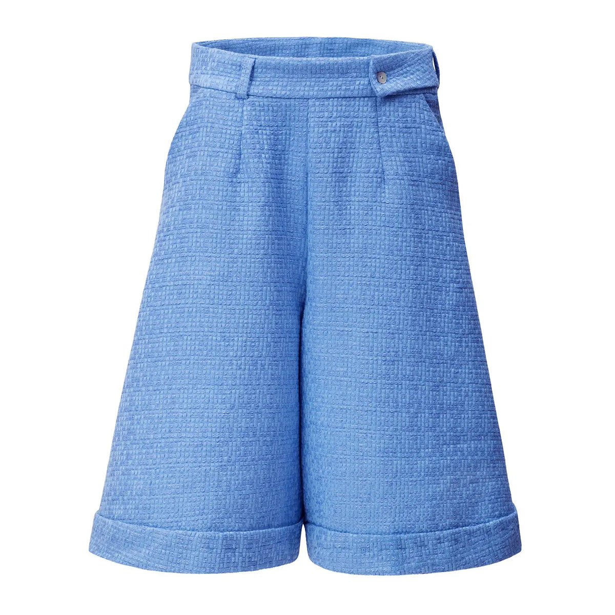 Hellblaue strukturierte Woll-Culotte