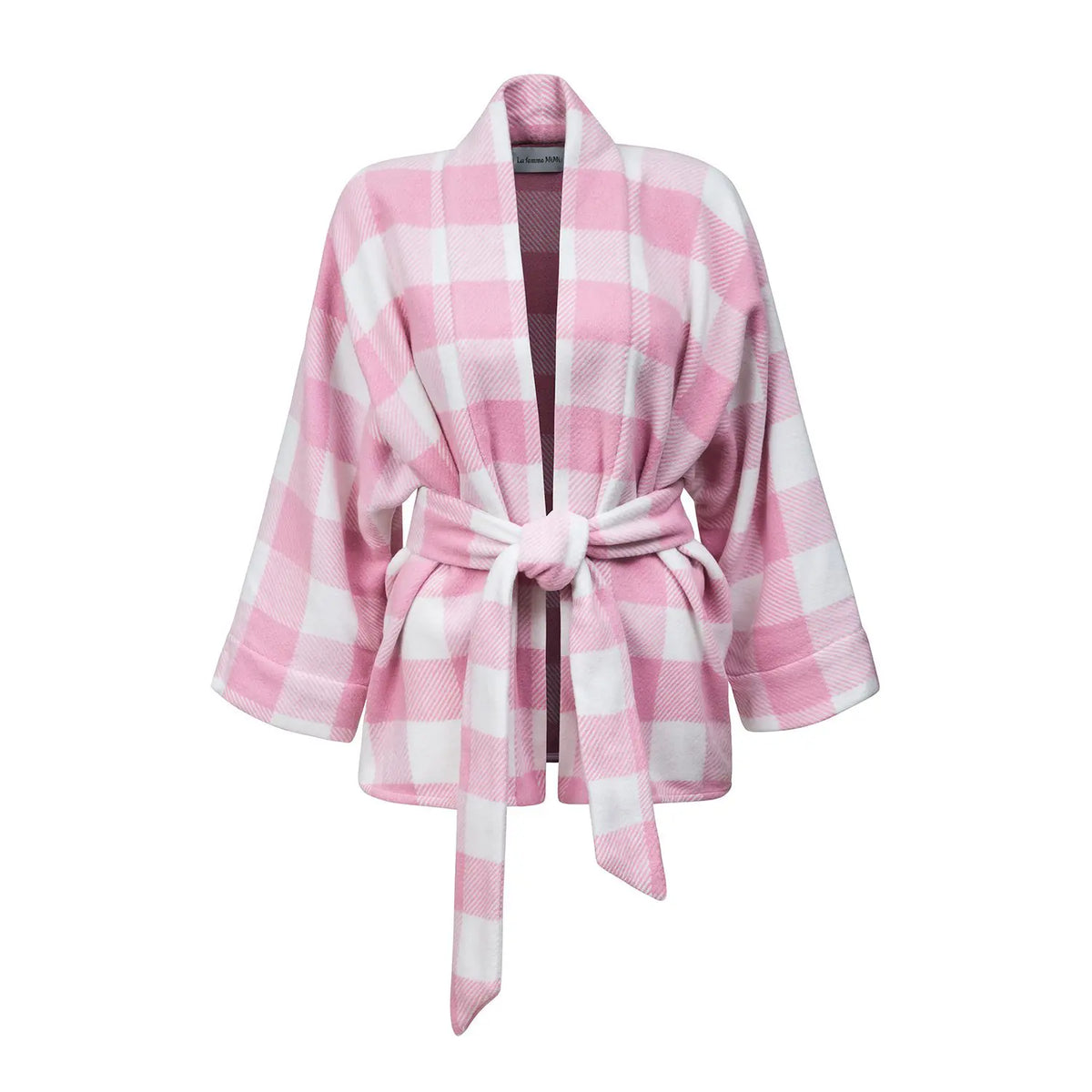 Pink & Cream Checked Wrap Jacket