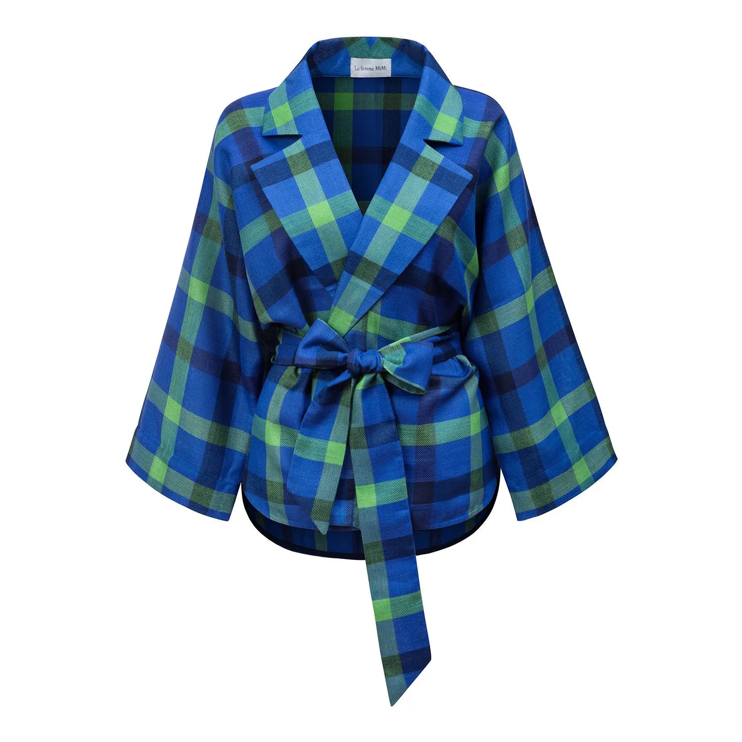Kimono Blazer Blue Green Check