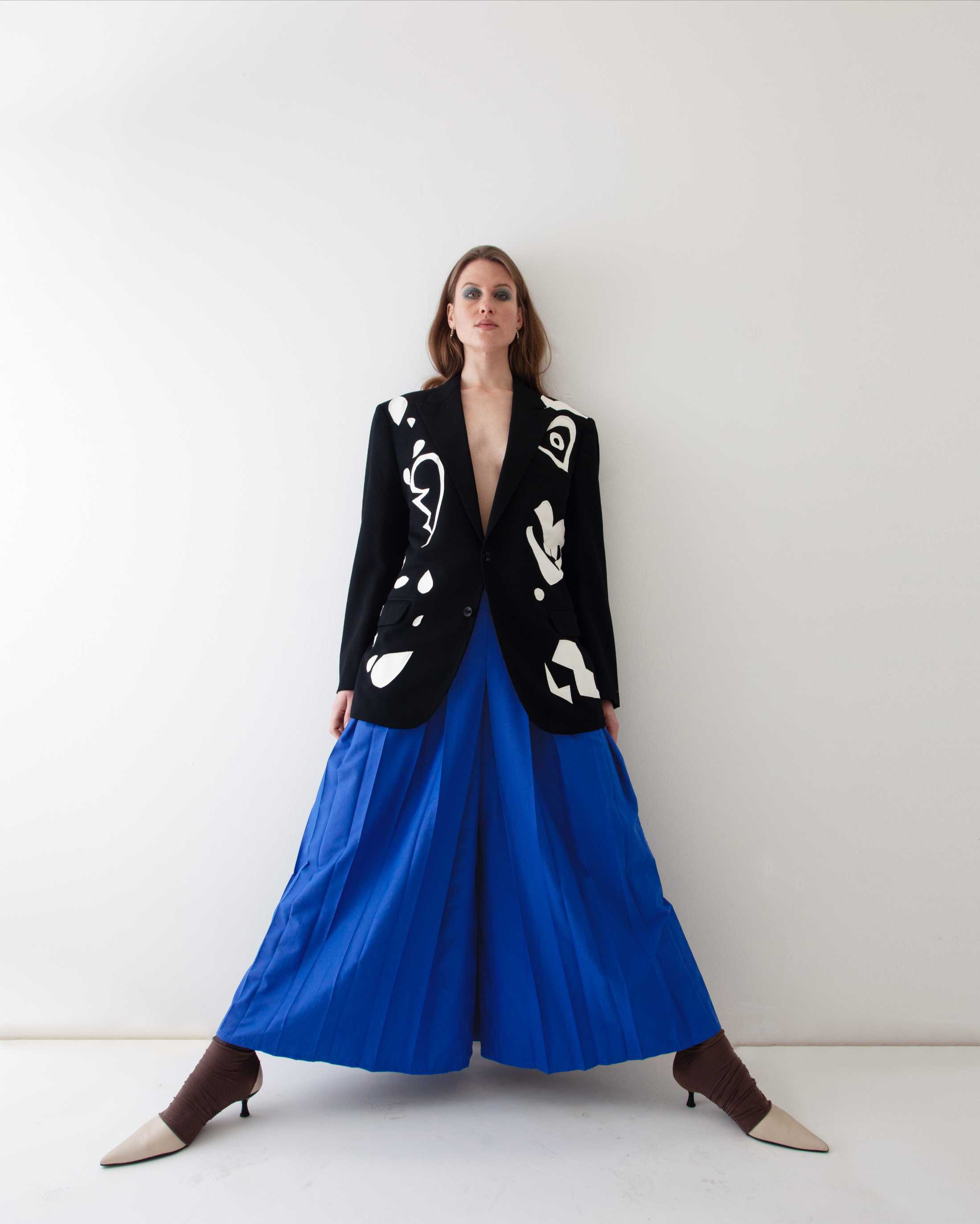 Blue Plissé Trousers