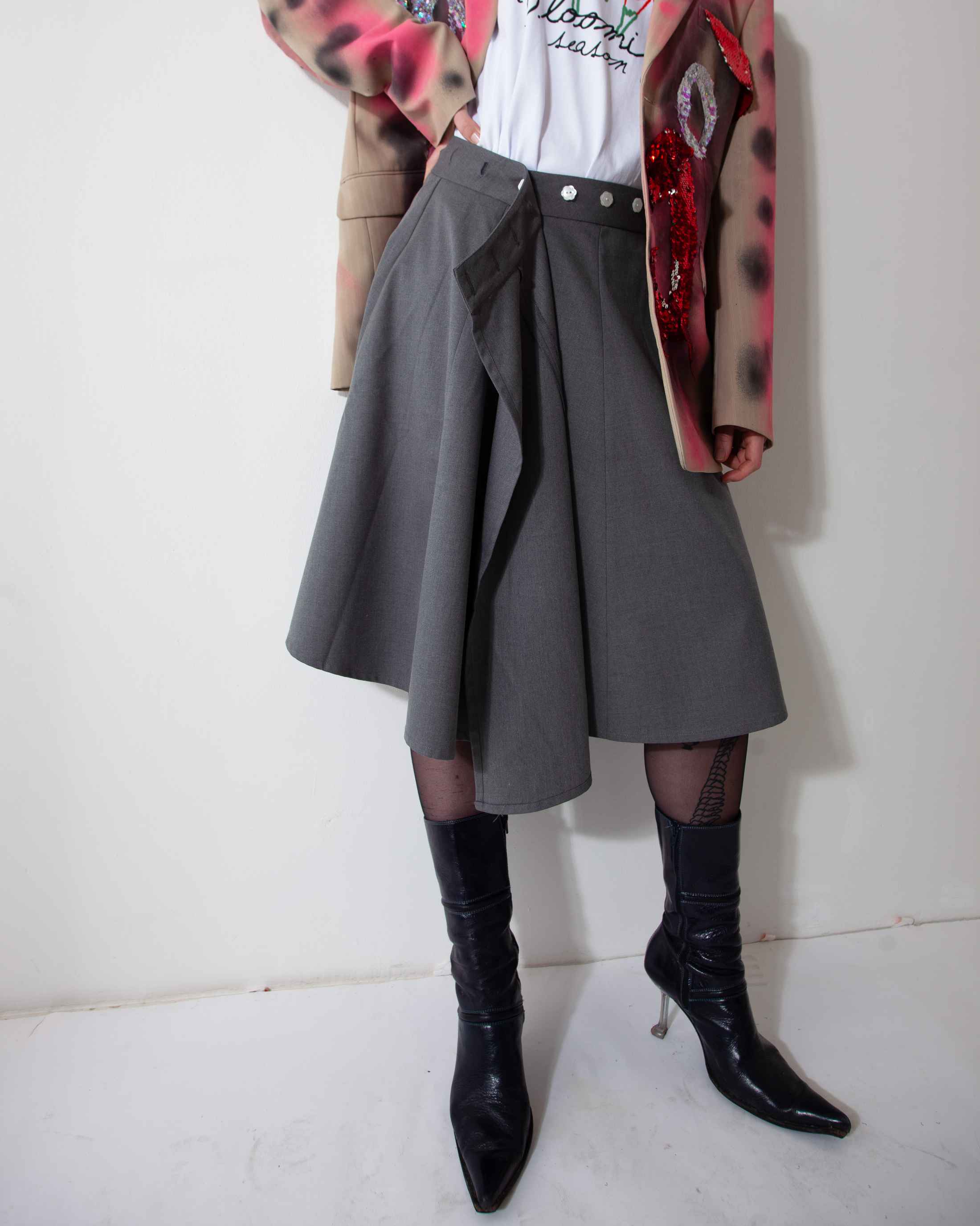 Adjustable Gray Wrap Skirt