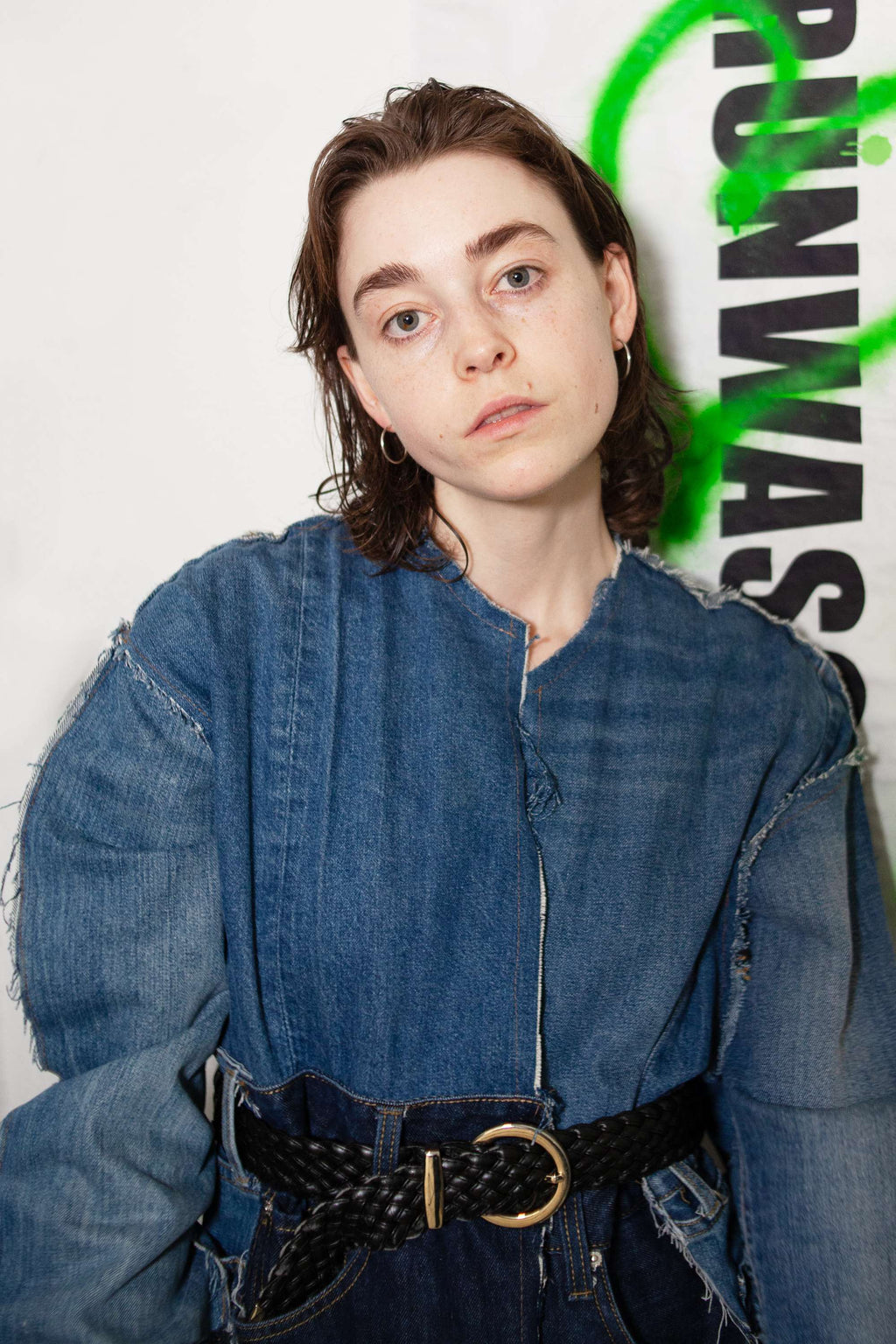 "James" Upcycled Denim Long Coat
