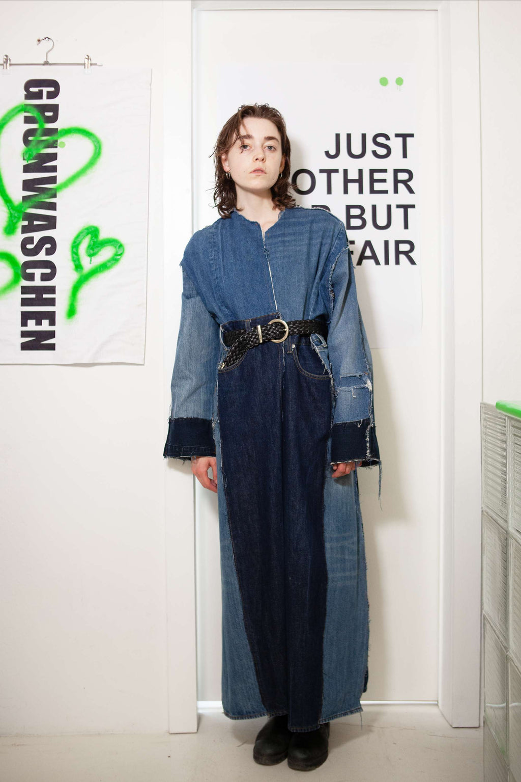 "James" Upcycled Denim Long Coat