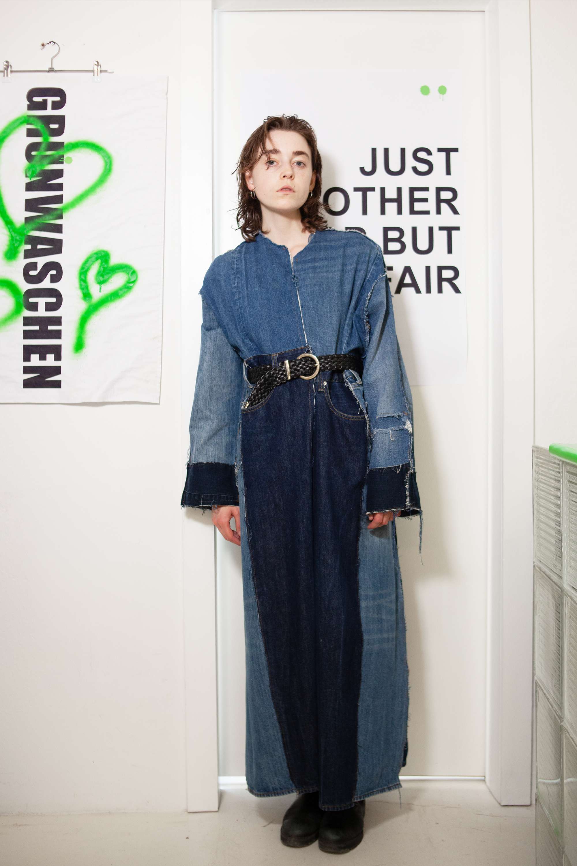 "James" Upcycled Denim Long Coat