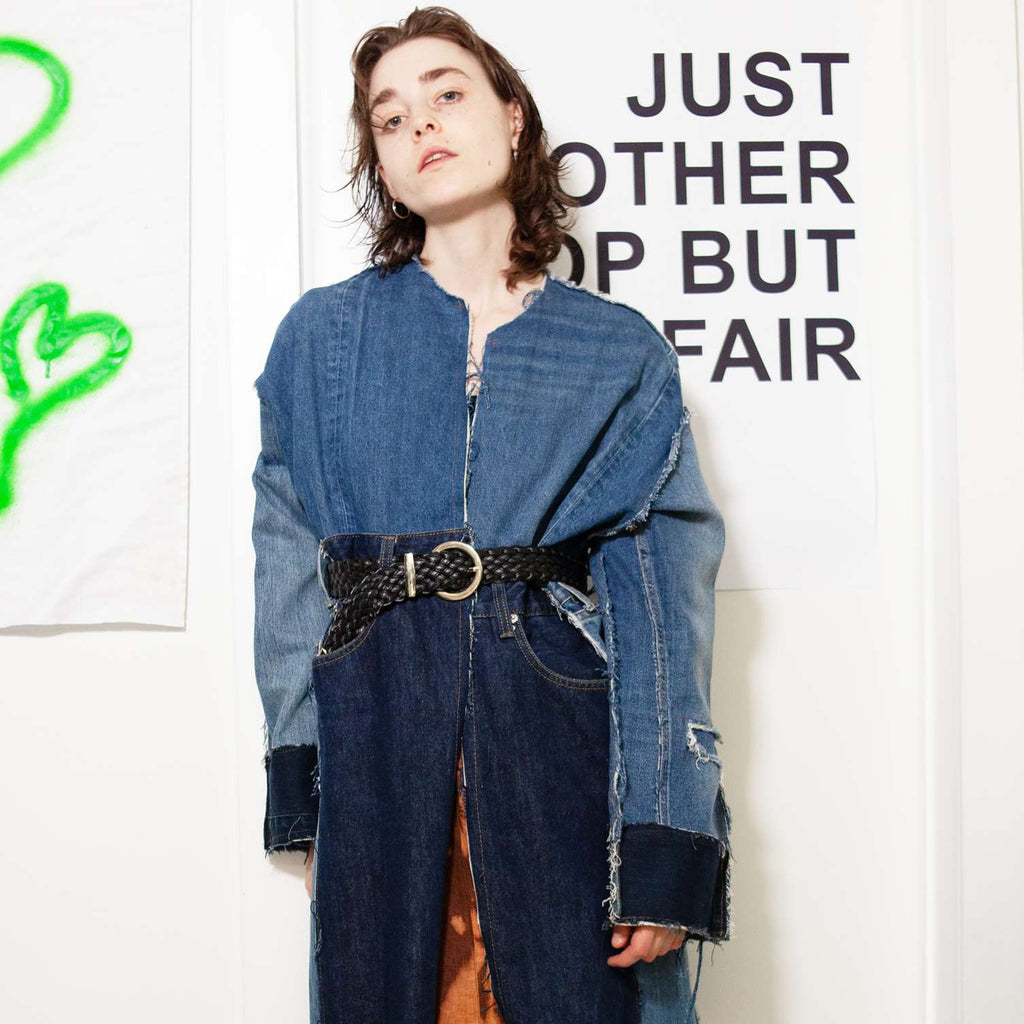 "James" Upcycled Denim Long Coat