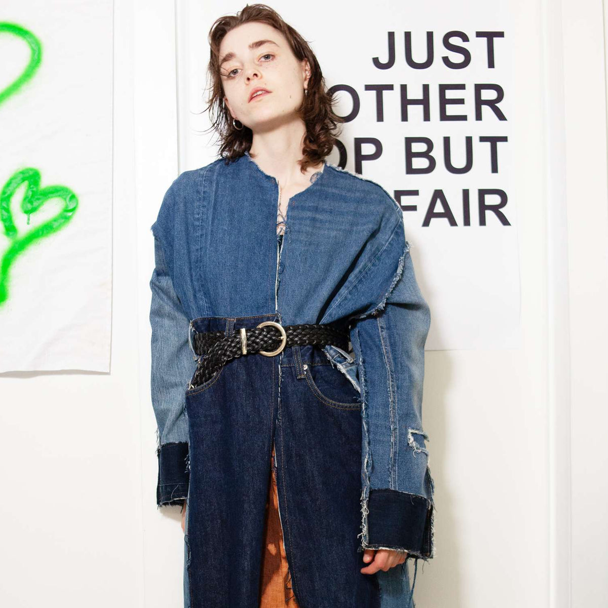 "James" Upcycled Denim Long Coat