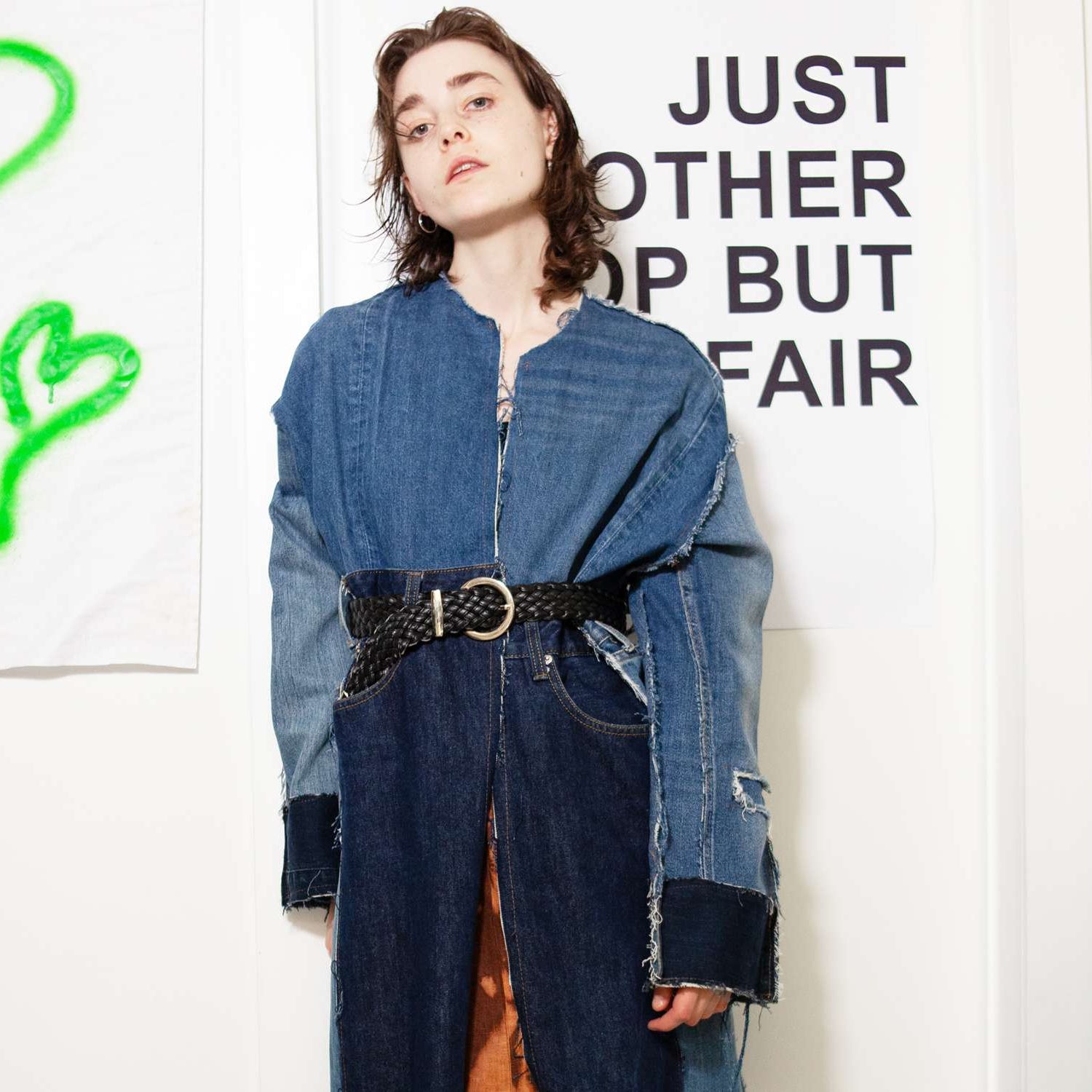"James" Upcycled Denim Long Coat