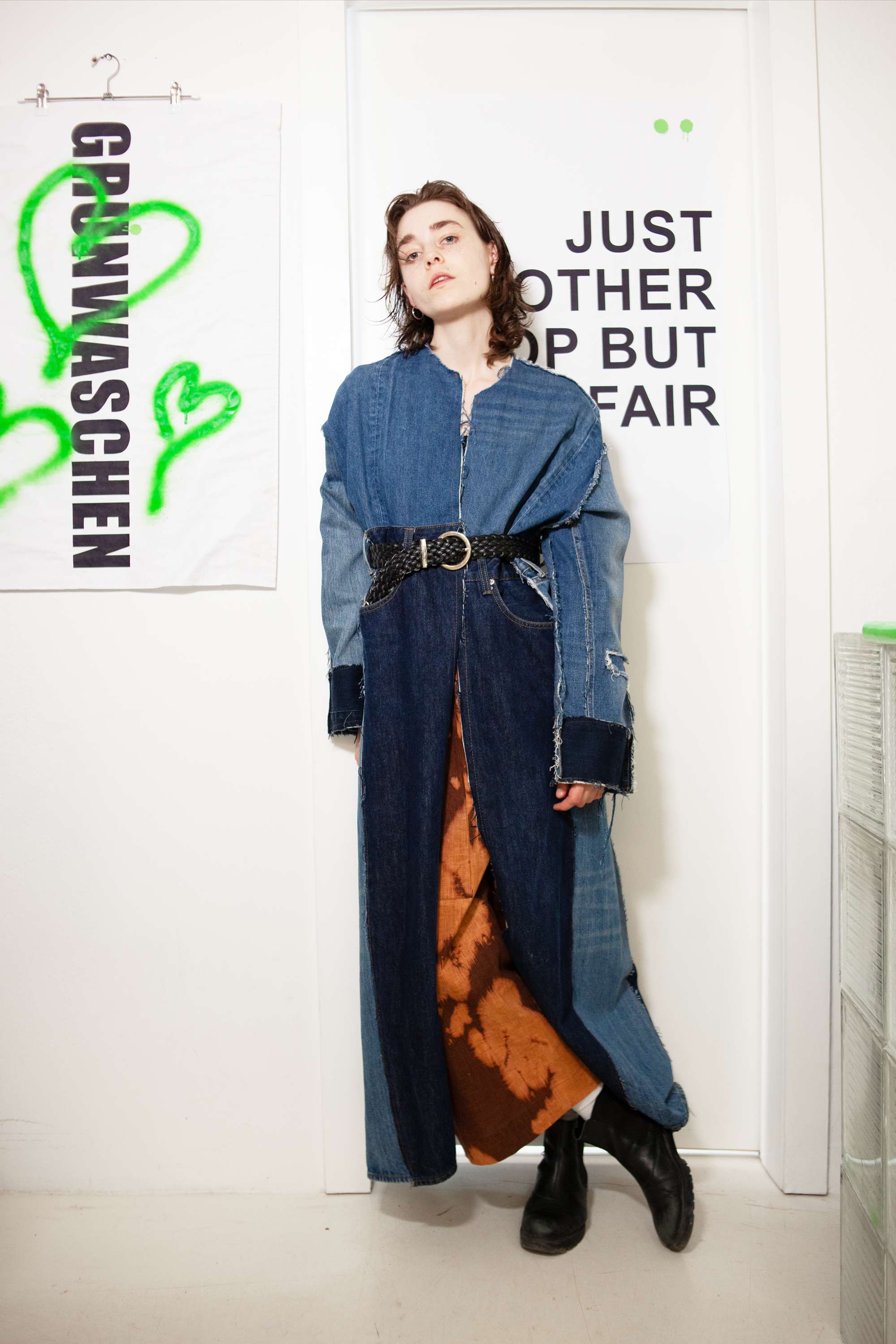 "James" Upcycled Denim Long Coat