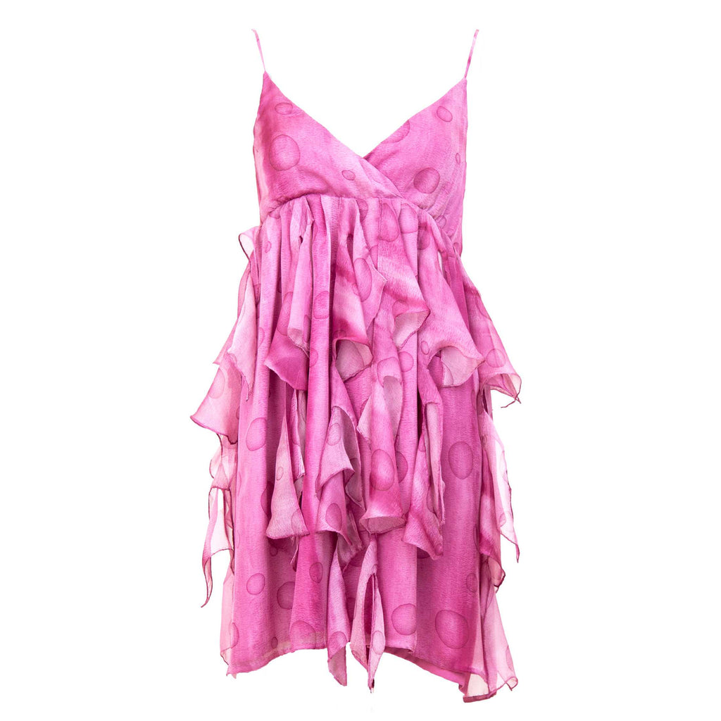 Lilac Silk Cocktail Mini Dress