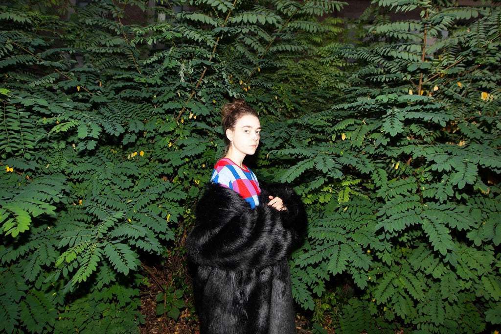 "Back Fur Logo Coat" Coat