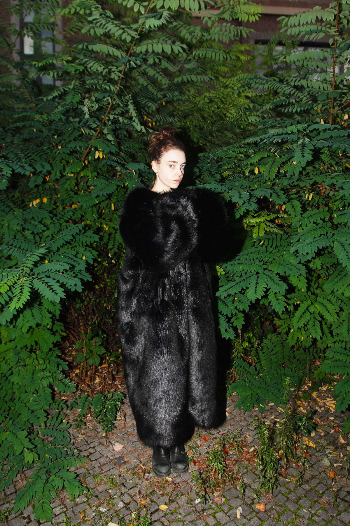 "Back Fur Logo Coat" Coat