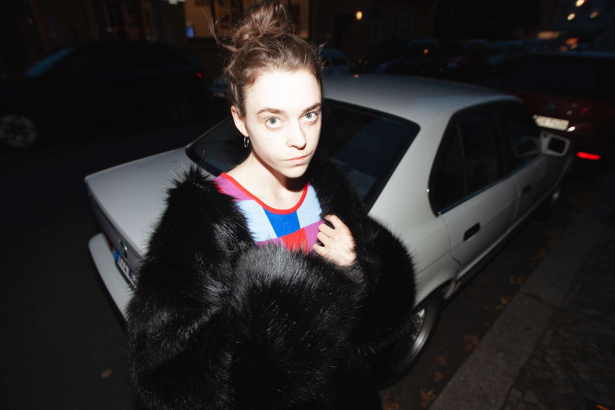 "Back Fur Logo Coat" Coat