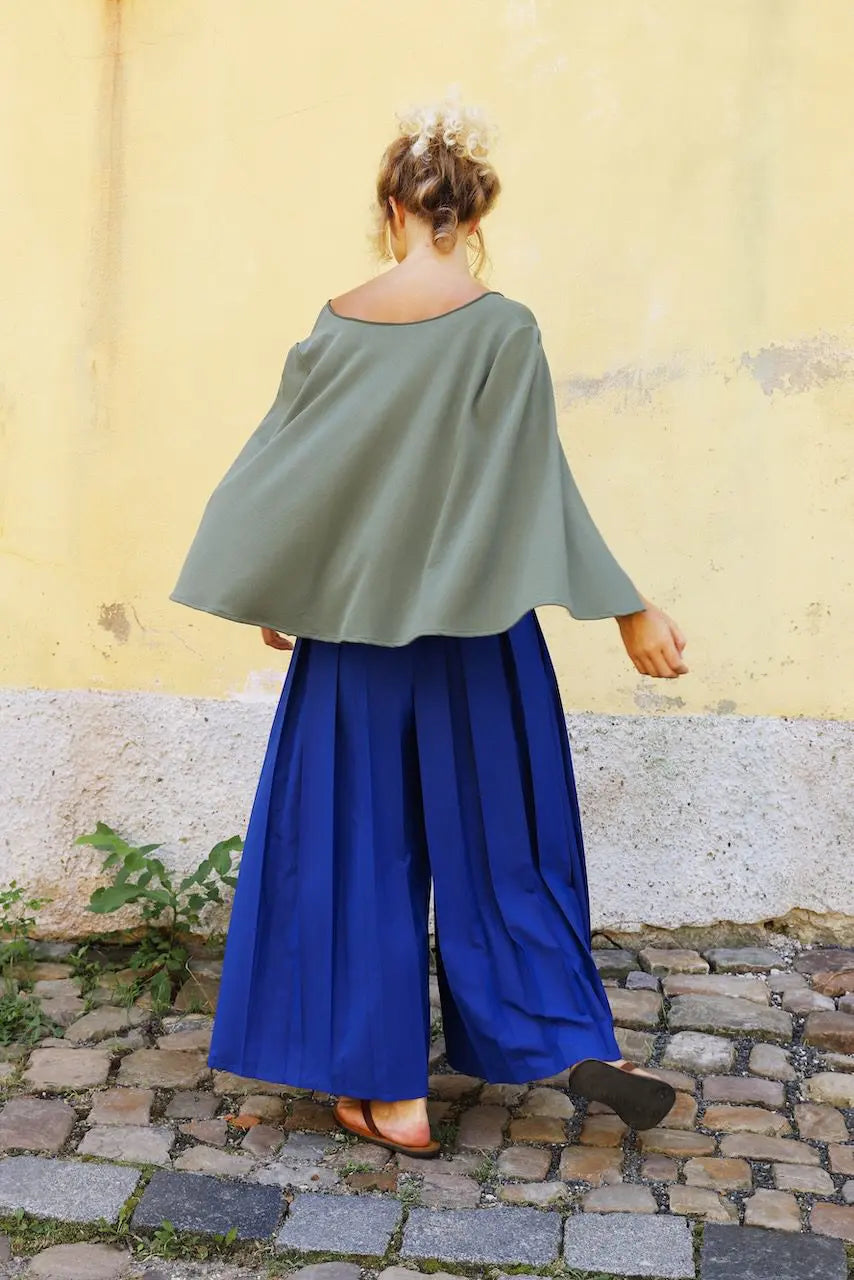 Blue Plissé Trousers