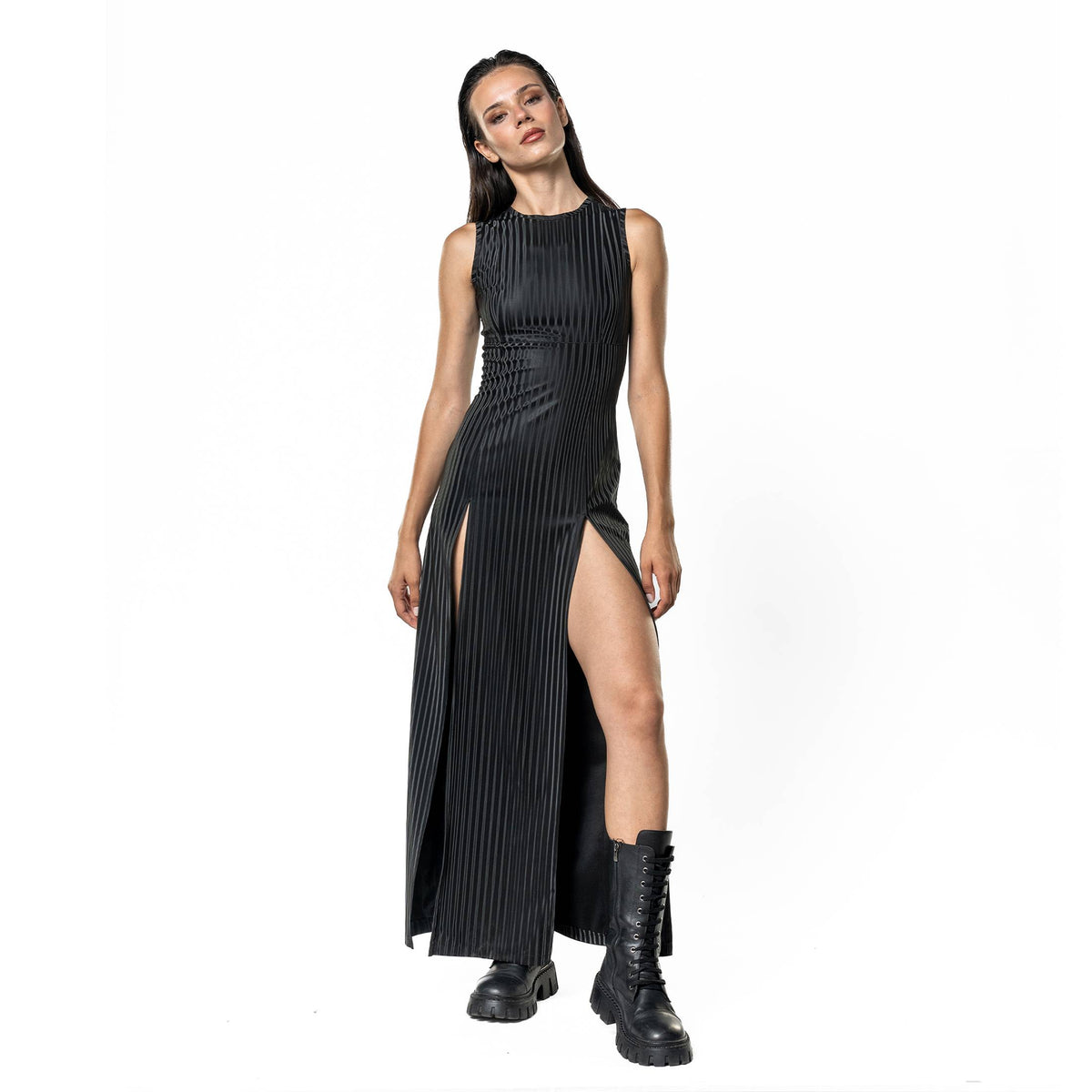 The Abysmal Eye 5.1 Faux Leather Maxi Dress