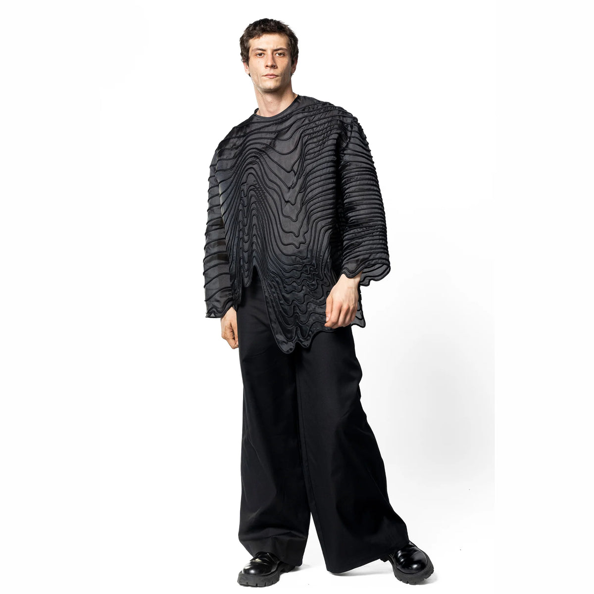 Transmission transparentes Organza-Top – Schwarz