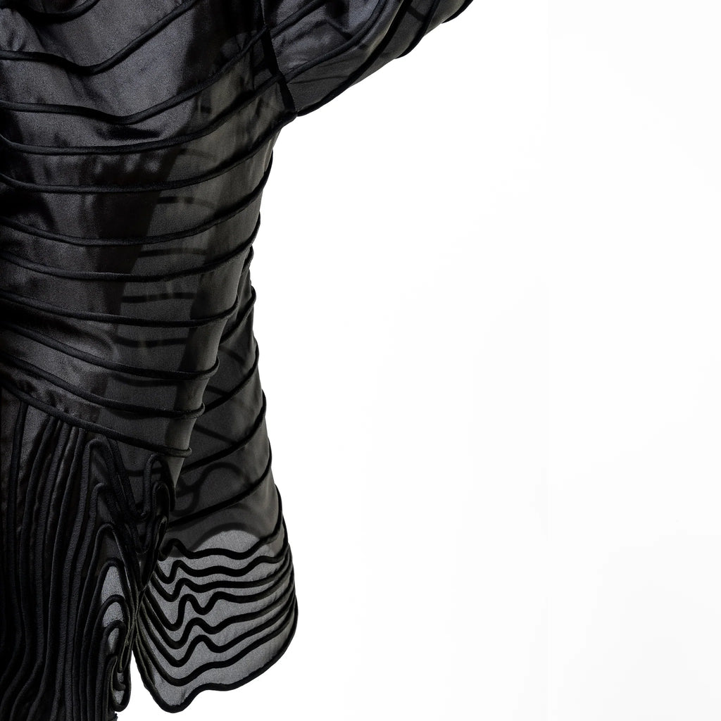 Transmission transparentes Organza-Top – Schwarz