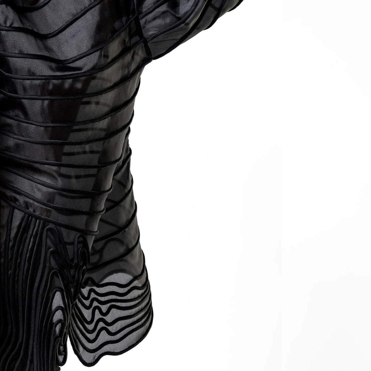 Transmission transparentes Organza-Top – Schwarz