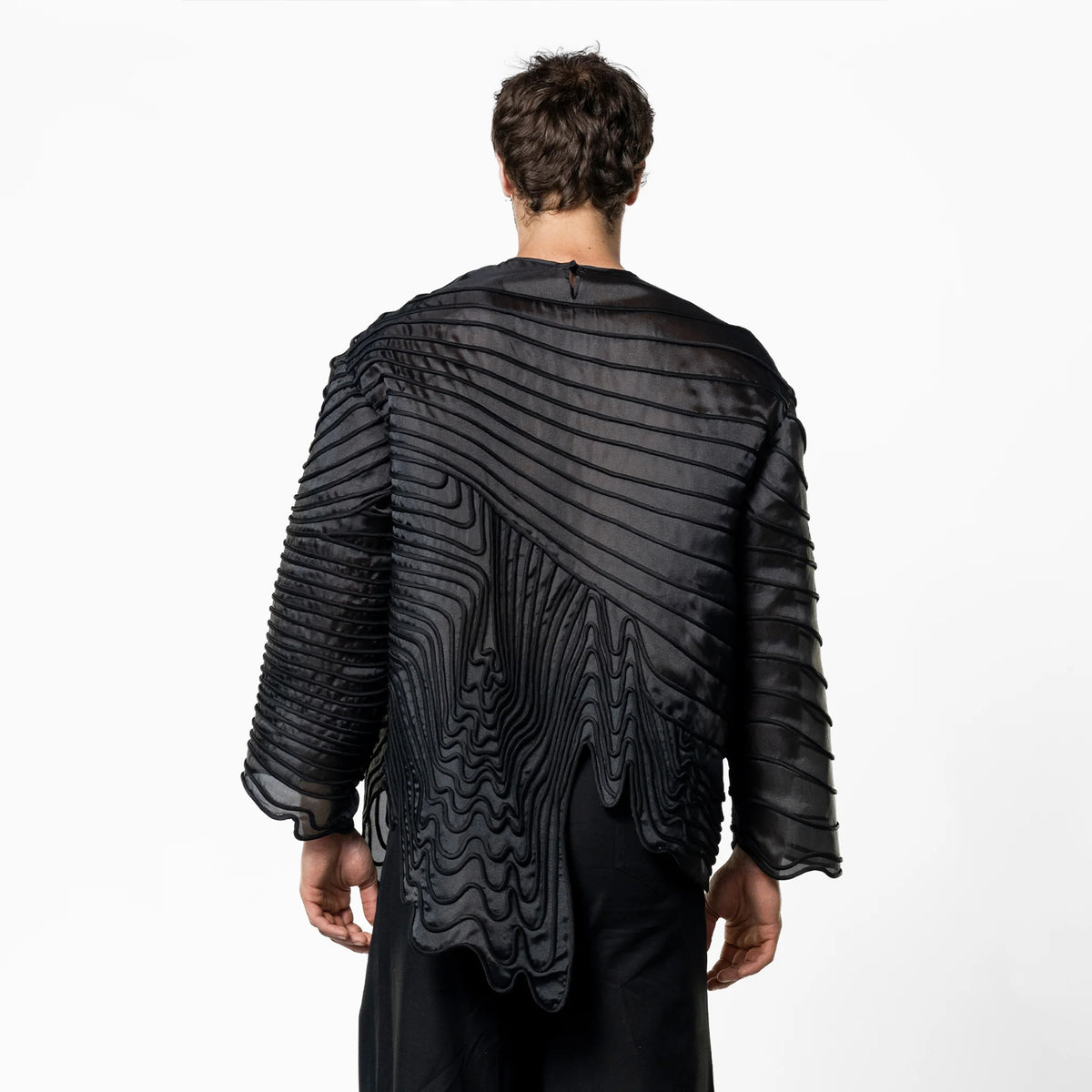 Transmission transparentes Organza-Top – Schwarz