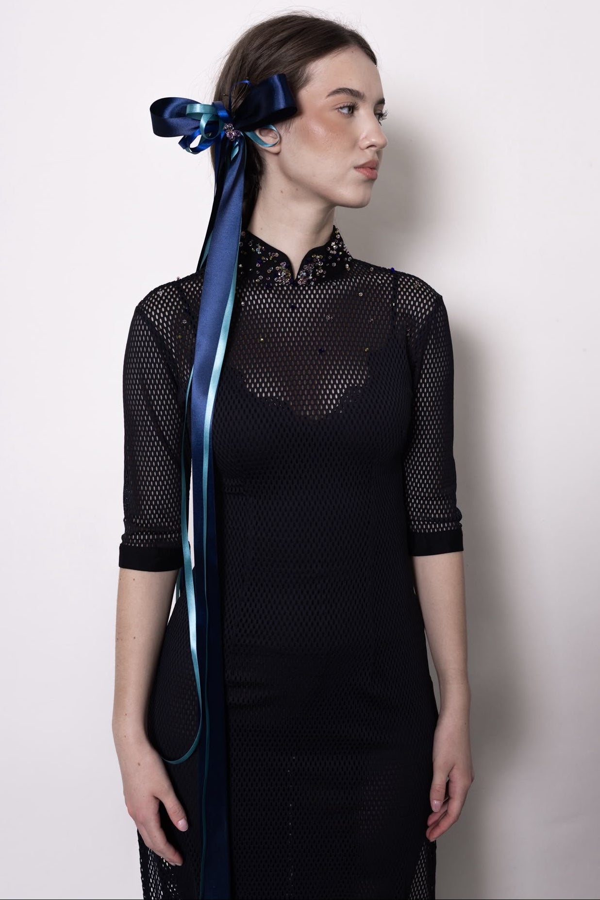 Black Mesh Stretch Dress