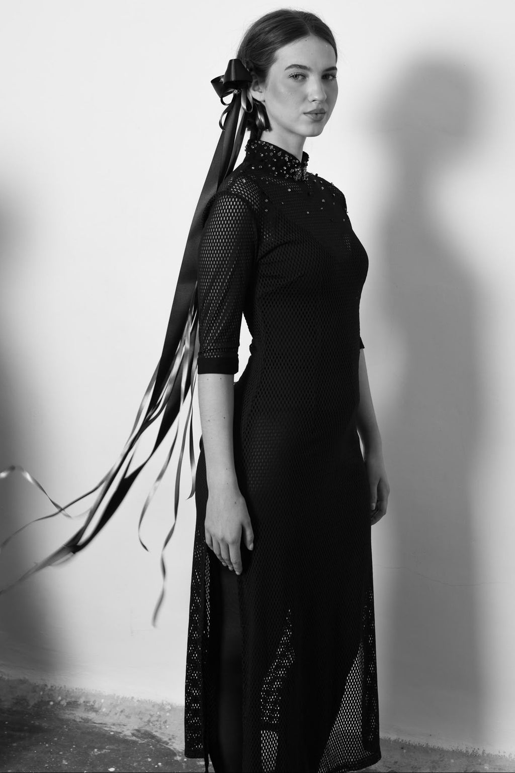 Black Mesh Stretch Dress