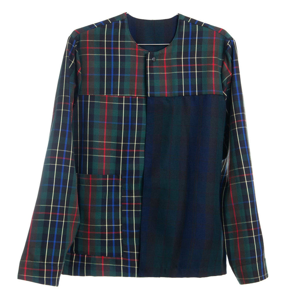 Green & Navy Checked Overshirt Jacket