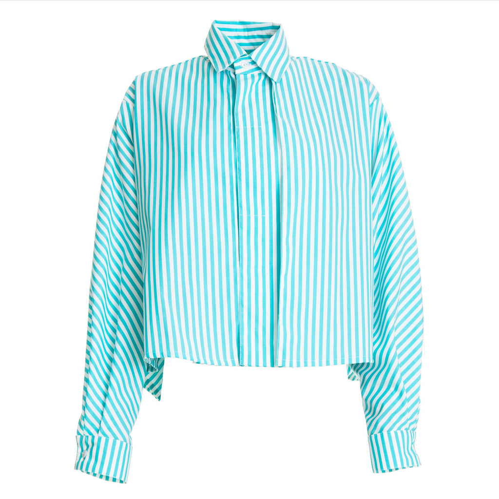 Blue & White Striped Cotton Blouse