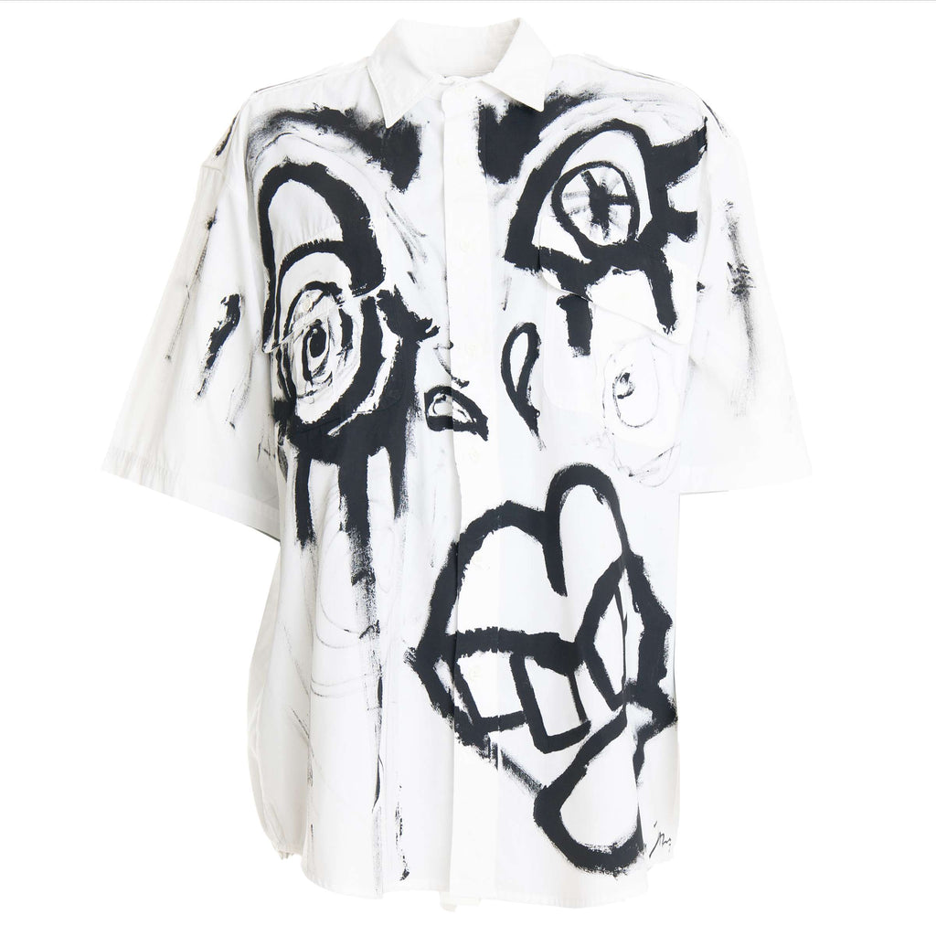 Reworked White Shirt with Black Acrylic Paint